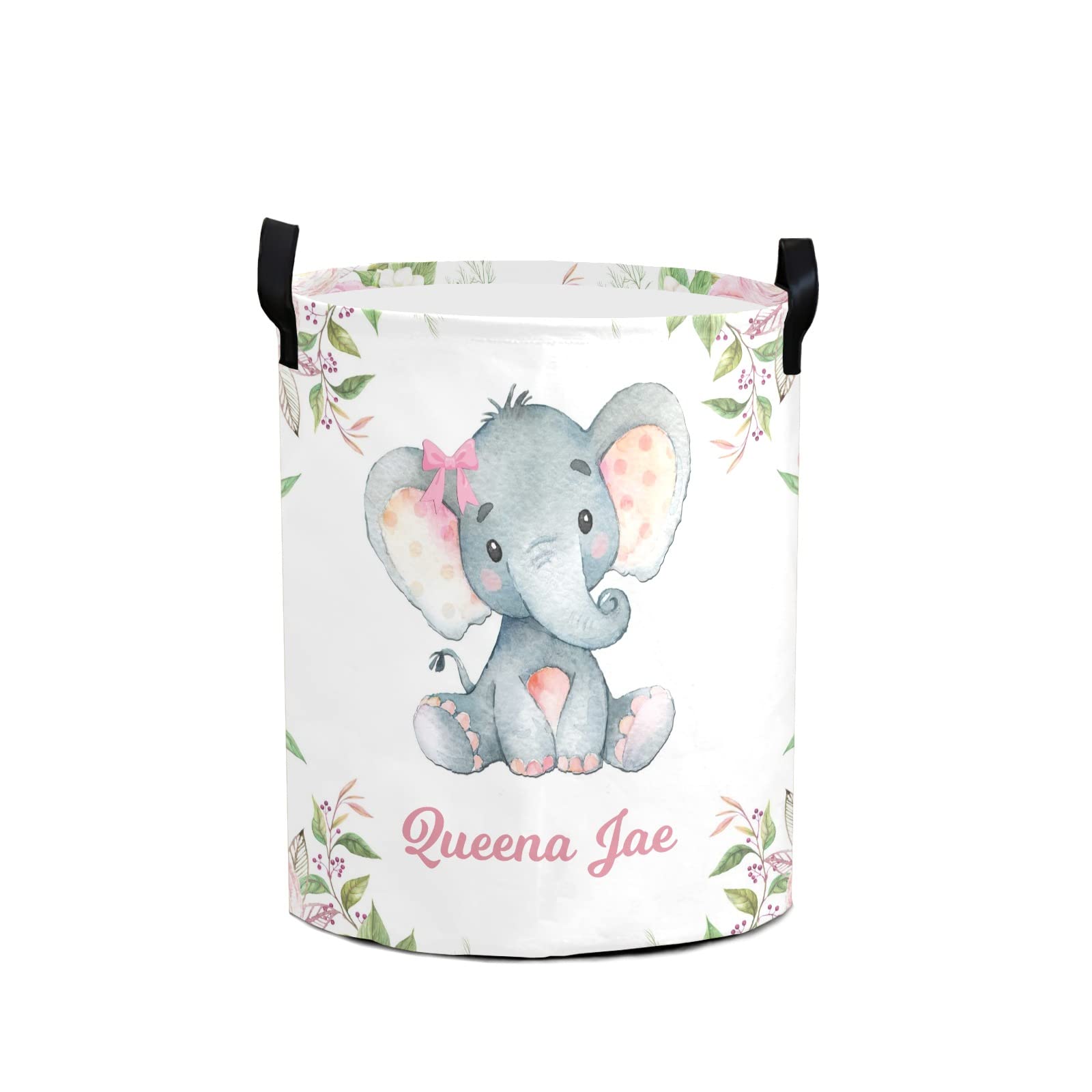Pink Roses Elephant Storage Bin - Waterproof Oxford Fabric Laundry Hamper, Toy Organizer & Gift Basket for Bedroom, Nursery, Closet - Perfect for Baby Clothes, Toys & Home Decor Organization