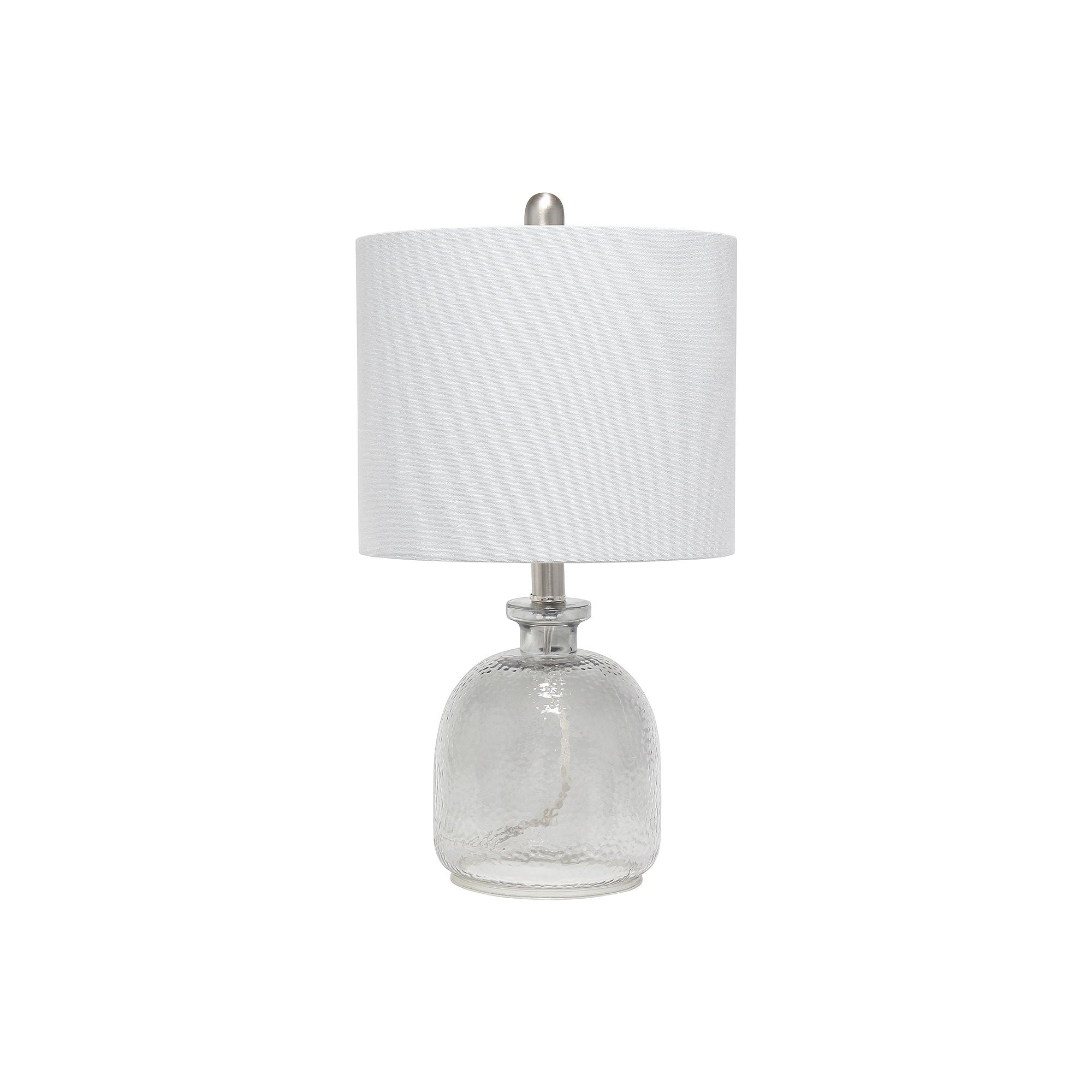 Lalia Home Hammered Glass Jar with Linen Shade Table Lamp - Smoke Gray | Elegant Glass Table Lamp for Living Room, Bedroom & Office Decor