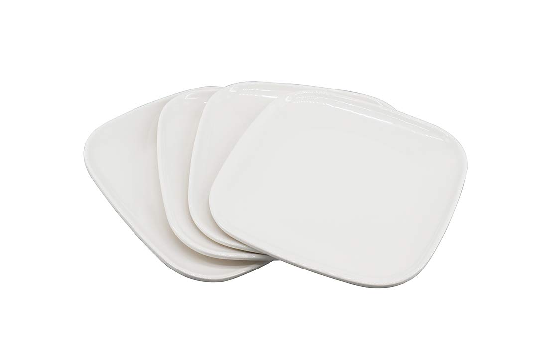 Premium Melamine Square Plates Set of 4 - Durable White Party Plates for Desserts, Salads, Snacks & Appetizers - Ideal for Restaurants, Indoor/Outdoor Dining, Picnics & Camping