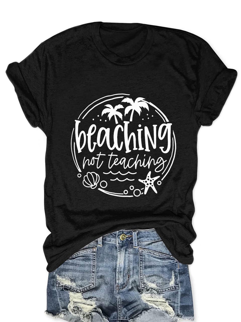 Women's Summer Beach Shirts - Coconut Tree Print Short Sleeve T-Shirt | Loose Fitting Cute Graphic Tee for Vacation, Pool Party & Casual Outings
