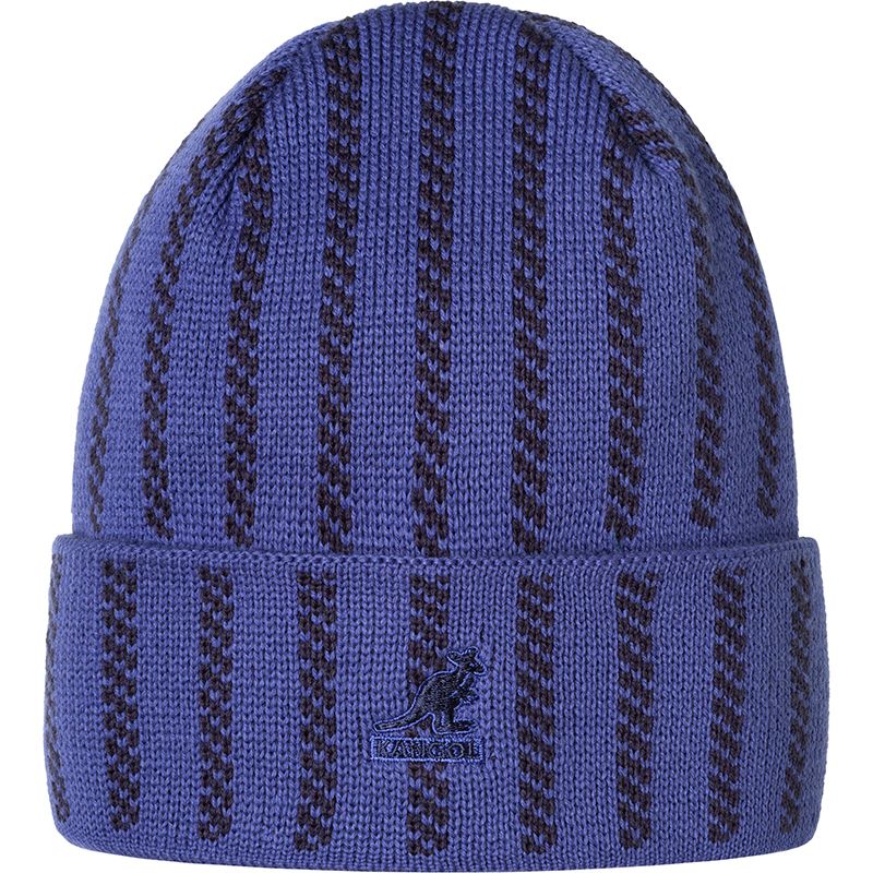 Kangol Twist Stripe Beanie Hat - Starry Blue/Navy - Winter Warm Knit Skull Cap for Men & Women - Perfect for Skiing, Snowboarding & Outdoor Activities