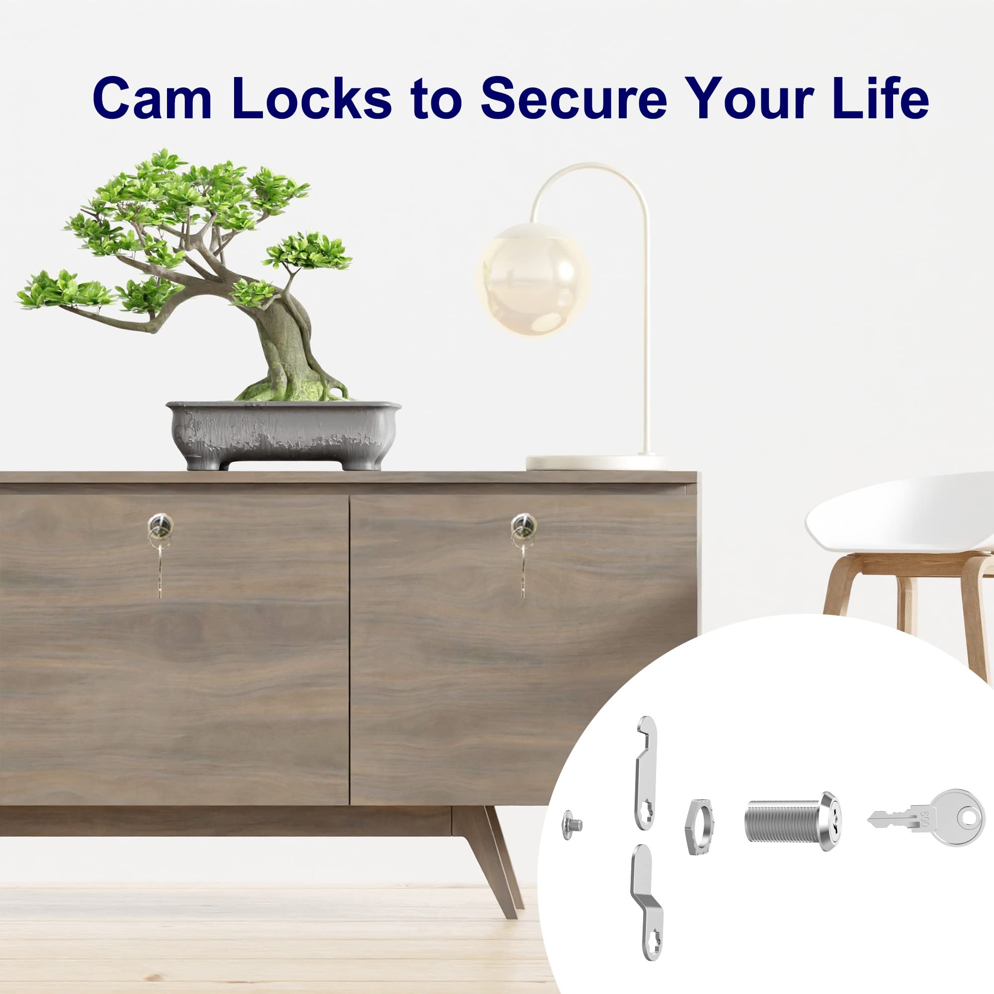 Jayseon 3 Pack Cabinet Locks with Keys - 1-1/8