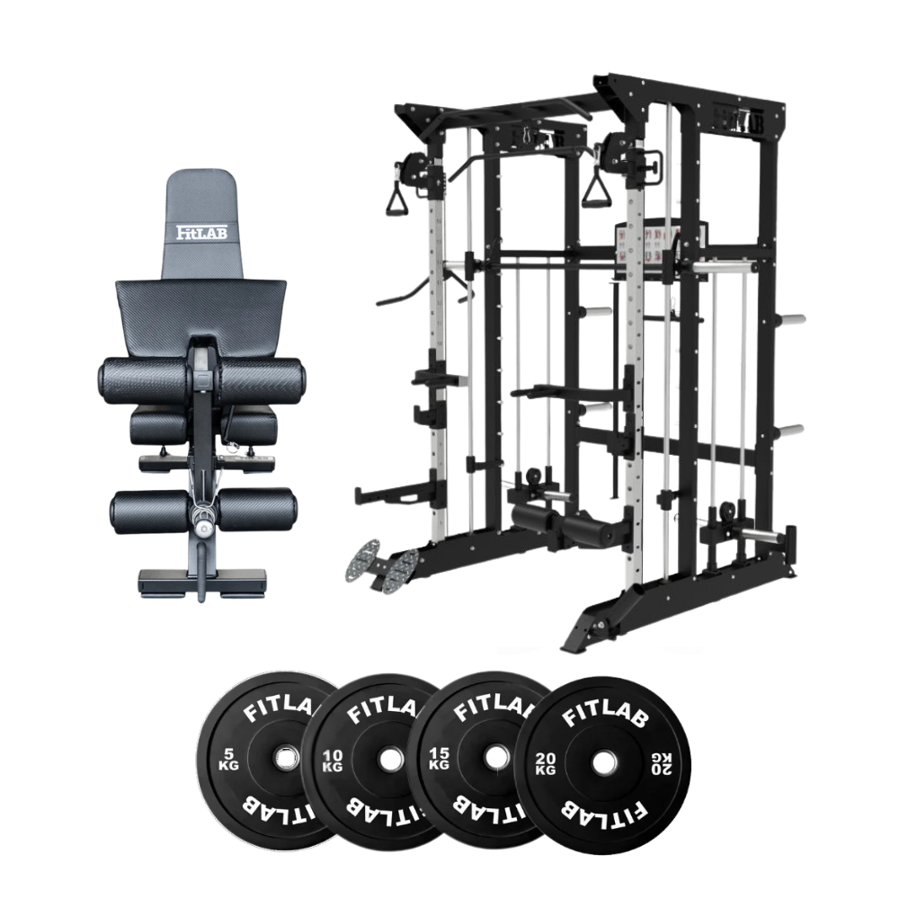 FX100 Adjustable Weight Bench with Black Weight Plates - Home Gym Equipment for Strength Training & Workouts - Perfect for Small Spaces & Home Fitness