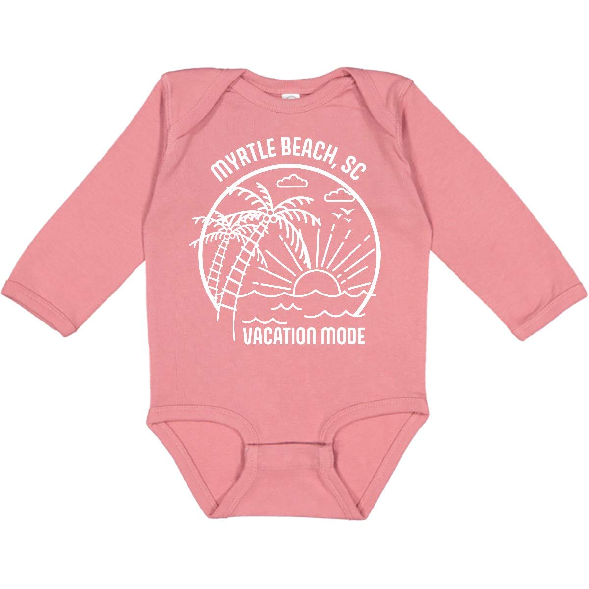 Inktastic Summer Vacation Mode Myrtle Beach South Carolina Long Sleeve Creeper - Comfortable Baby Bodysuit for Beach Trips & Family Vacations