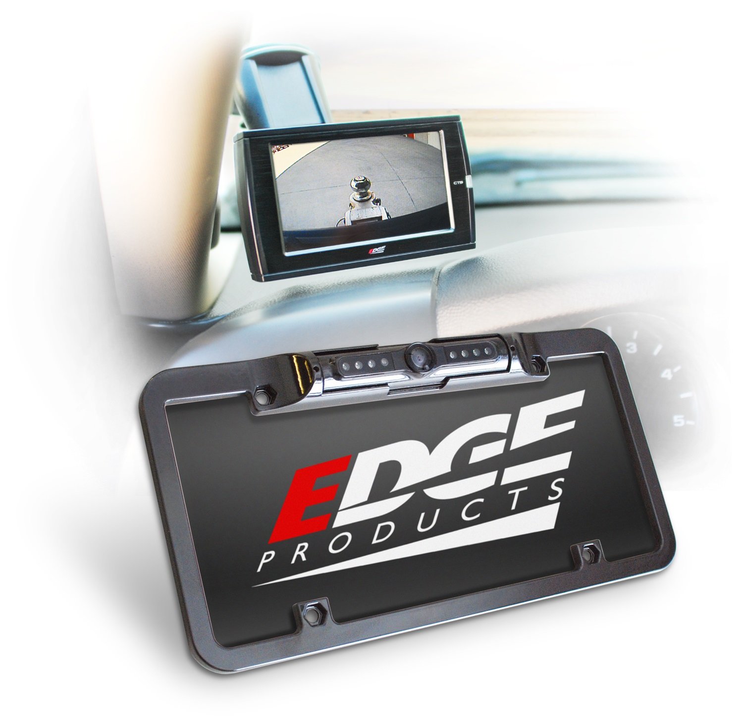 Edge 98202 HD 1080P Waterproof Backup Camera - Universal License Plate Mount Rear View Camera for Trucks, SUVs, RVs - Easy Installation & Night Vision (Perfect for Parking, Towing & Reversing Safety)