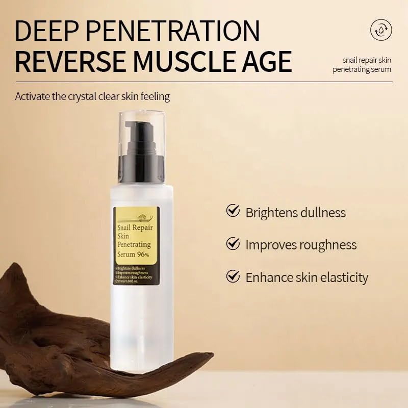 96% Snail Mucin Face Serum for Anti-Aging, Whitening & Skin Repair | Hydrating Facial Essence for Smooth, Radiant Skin | Daily Skincare Routine for Dry & Sensitive Skin