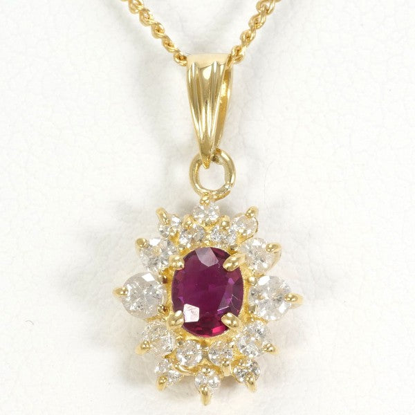 18K Yellow Gold Ruby Diamond Necklace for Women - Elegant Pendant Jewelry Gift for Anniversary, Valentine's Day & Special Occasions