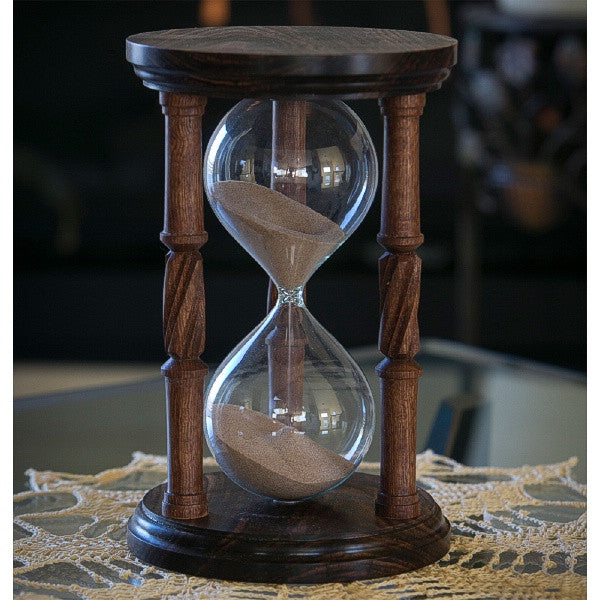 Premium Solid Chechen Wood Hourglass with Spiral Spindles - 3/5/10 Minute Sand Timer for Home Office Decor, Meditation, Yoga & Gift Giving