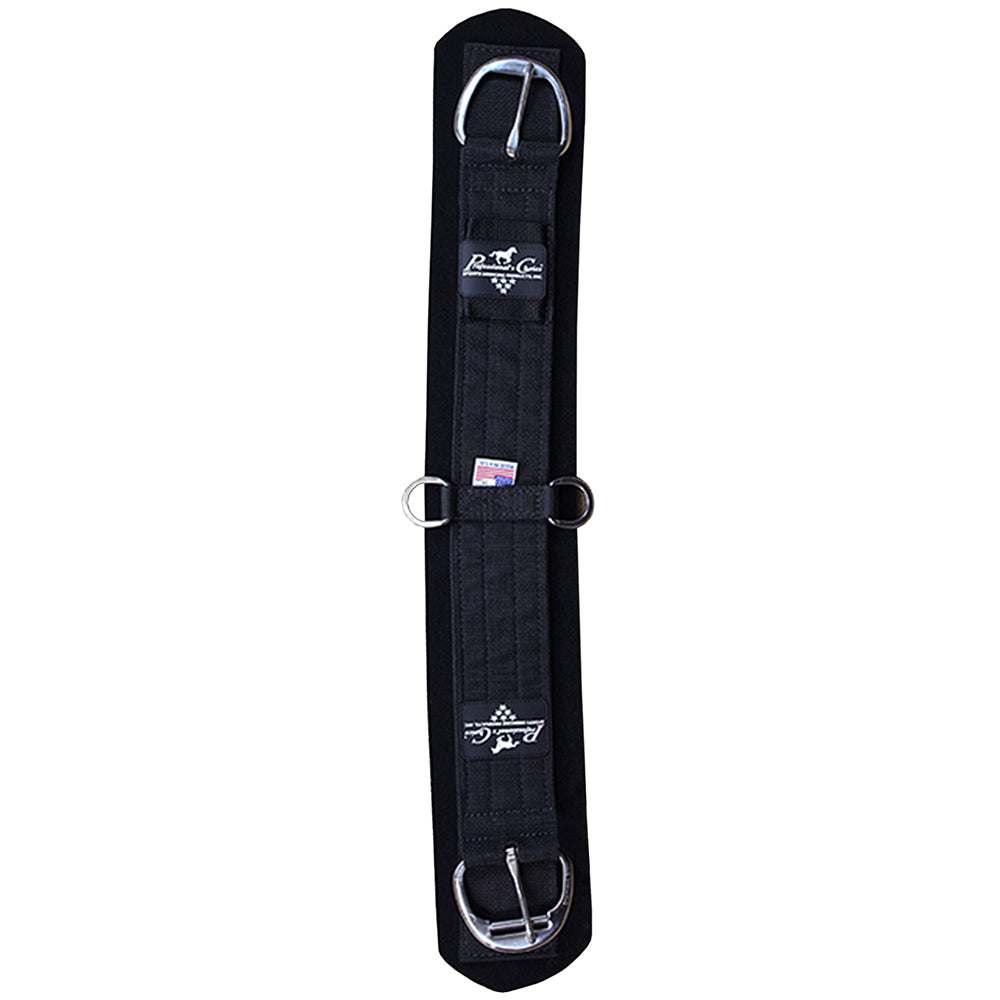 34 Inch Black Professional SMX Western Horse Cinch with Stainless Steel Roller Buckle - Durable Equestrian Gear for Trail Riding & Rodeo Competitions
