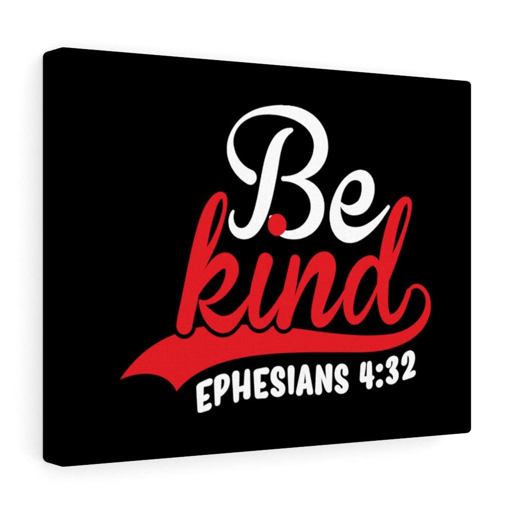 Christian Wall Art with Bible Verse - Ephesians 4:32 'Be Kind' Scripture Print, Ready to Hang Home Decor for Living Room, Bedroom & Church (Red)