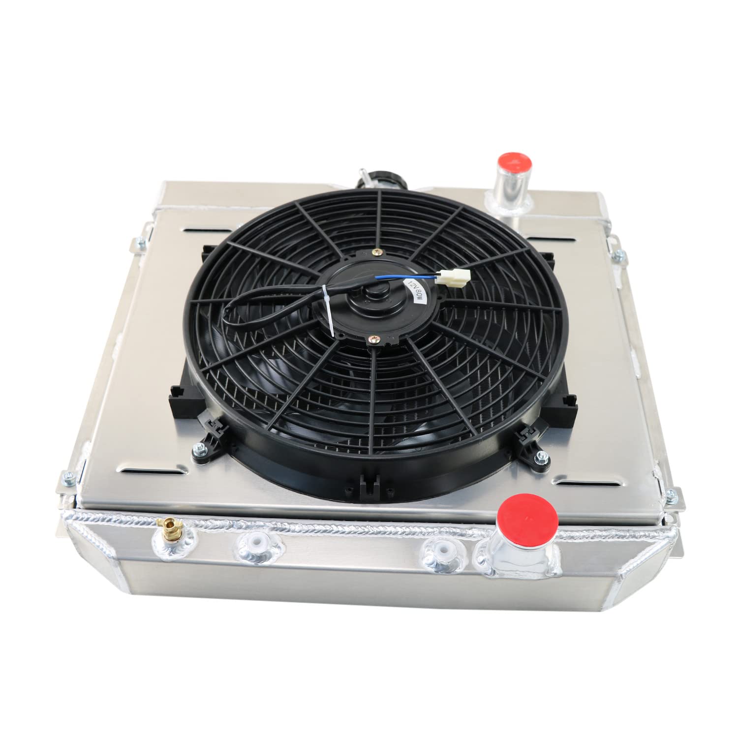CU340 Full Aluminum Radiator for 1967-1970 Mercury Cougar & Ford Mustang Fairlane Torino V8 - High Performance 3 Row Radiator with Shroud Fan - Perfect for Classic Car Restoration & Hot Rod Upgrades