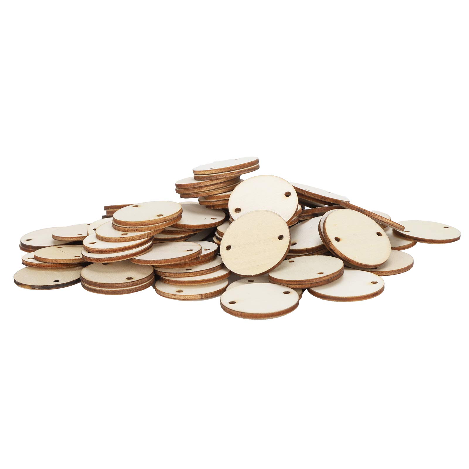 100Pcs 3.5cm DIY Round Wooden Pendants - Natural Wood Chips for Crafting, Birthday Boards & Chore Charts - Perfect for Home Decor, Scrapbooking & DIY Projects