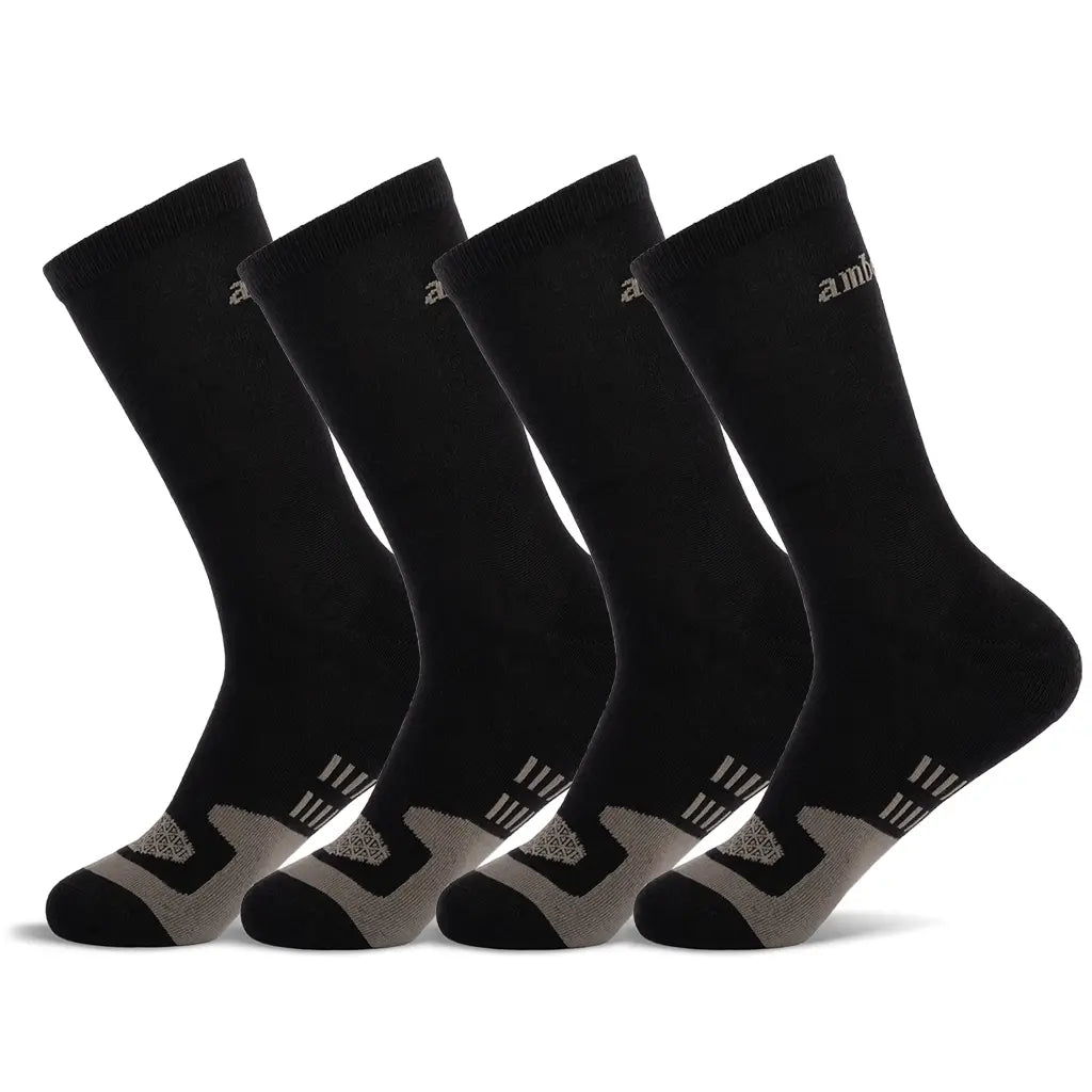 4 Pack of Men's Black Athletic Socks - Breathable Comfort for Running, Gym & Everyday Wear - Obsidian Color