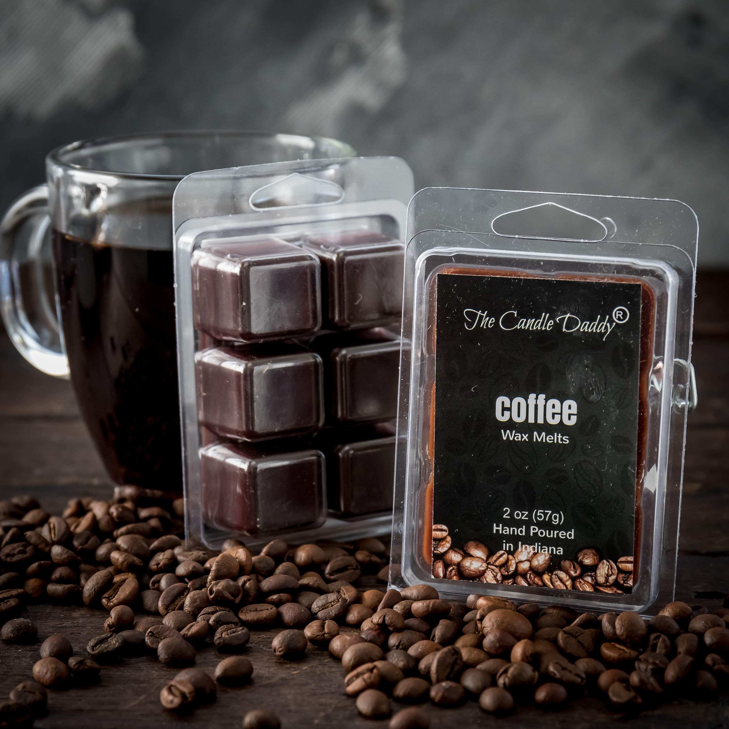 Premium Coffee Scented Candles & Wax Melts Set - 2 x 6oz Soy Candles + 3 x 2oz Wax Melts - Aromatic Home Decor for Kitchen, Office & Relaxation