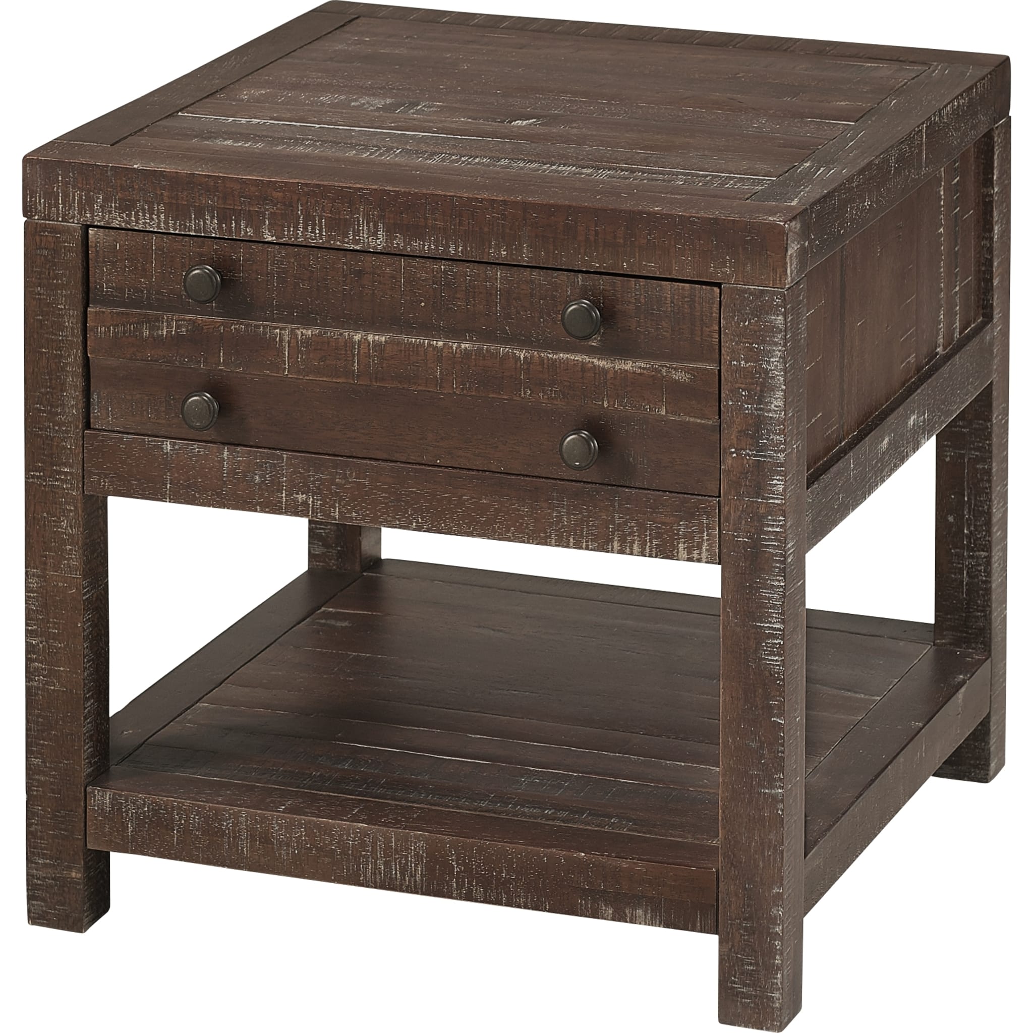 Townsend Solid Wood Side Table in Java Finish - Stylish End Table for Living Room, Bedroom, or Office