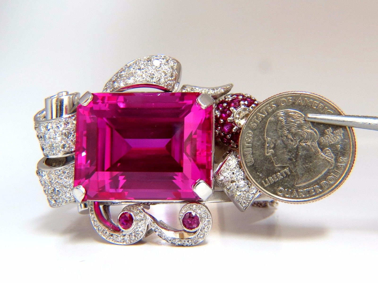 Elegant Pink Sapphire Diamond Ruby Bangle Bracelet - Parisian Deco Style for Women | Perfect for Weddings, Parties & Special Occasions