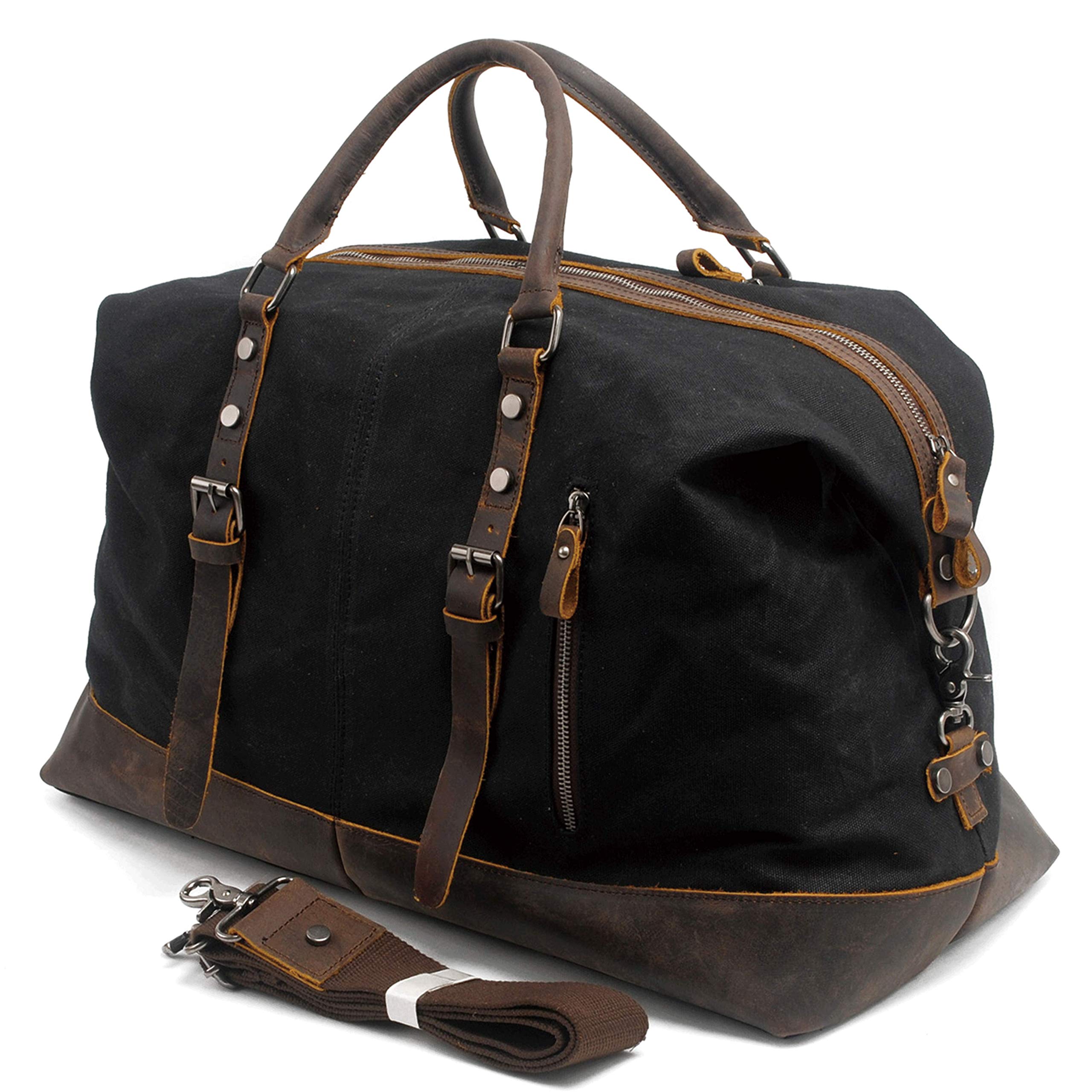 Premium Men's Leather Travel Duffel Bag - Waterproof Gym & Sports Weekender Luggage Carry-On for Airplane - Perfect for Business Trips, Gym Workouts & Weekend Getaways