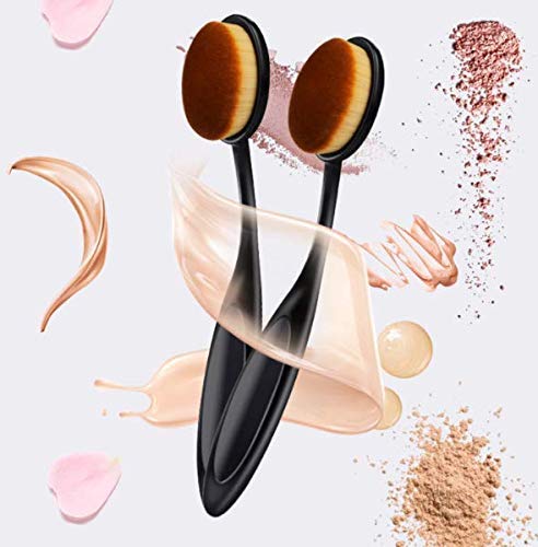 Belicia 2-Piece Professional Oval Loose Powder & Foundation Makeup Brush Set - Perfect for Blending Liquid, Cream & Powder Cosmetics | Ideal for Contouring, Highlighting & Flawless Finish Makeup Application