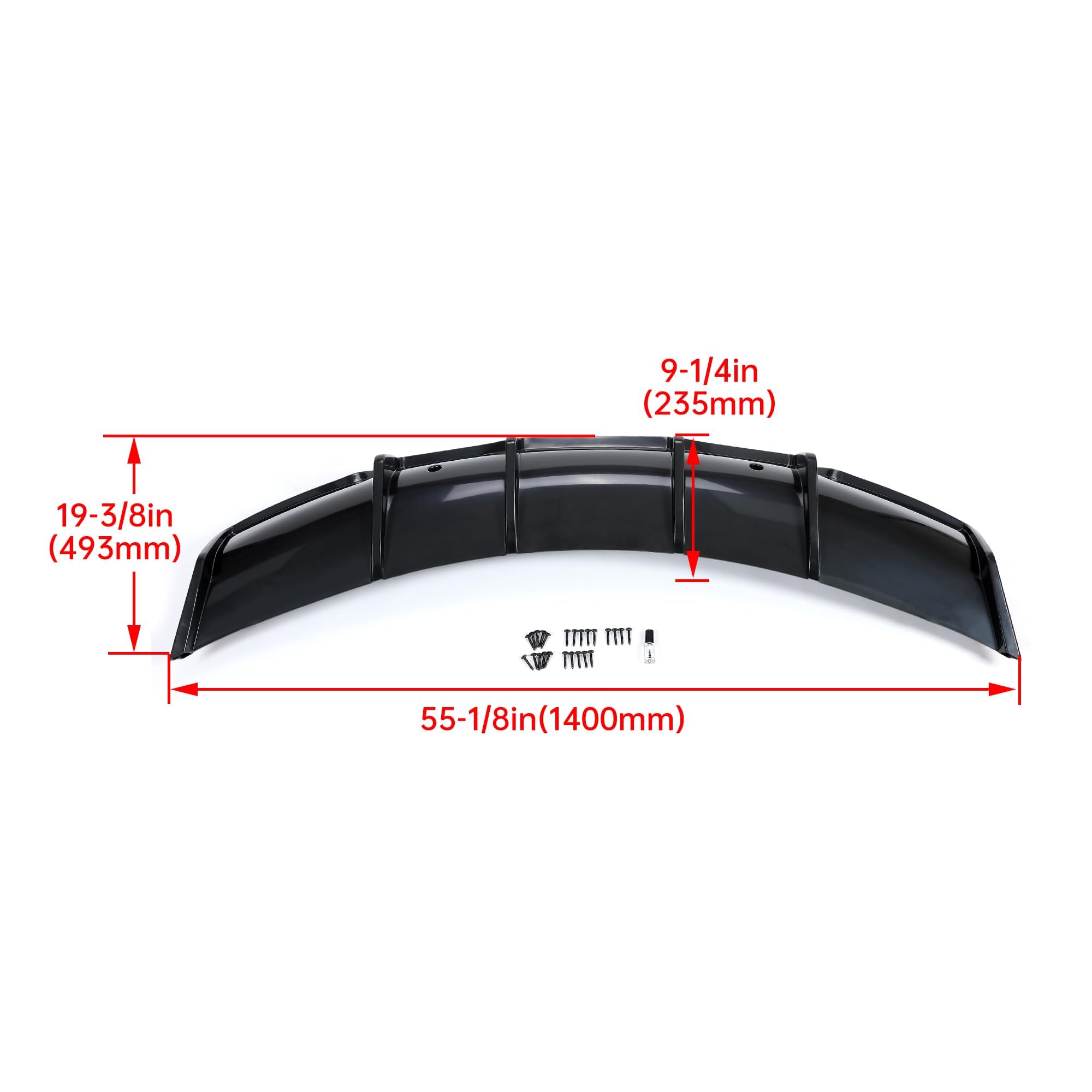 KUAFU Rear Diffuser for 2017-2023 Tesla Model 3 Sedan - V Style Rear Bumper Lip Valance Splitter Body Kit (ABS Plastic, Black) - Enhances Aerodynamics & Sporty Look for Street Racing & Car Shows