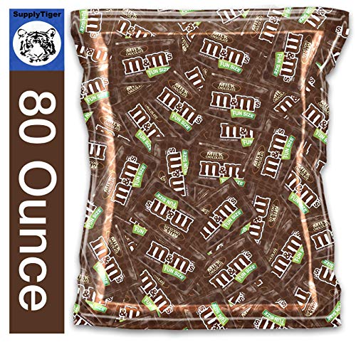 5 Pounds M&M's Milk Chocolate Candy Fun Size Bulk Pack - Perfect for Office Snacks, Party Favors & Halloween Treats