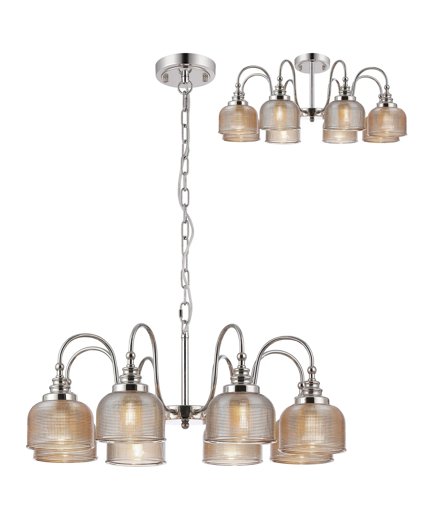 Cleron 3/5/8Lt Semi Flush Mount Pendant Light Fixture - Modern Ceiling Lighting in Multiple Colors for Living Room, Bedroom & Dining Room