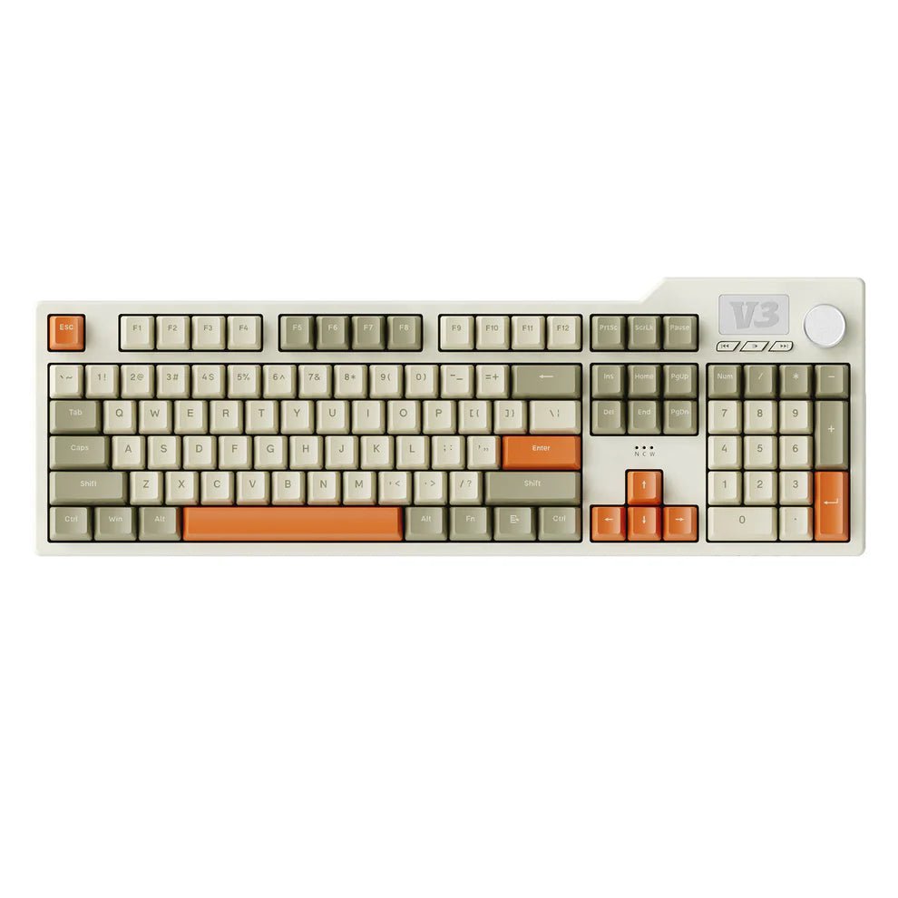 Ajazz AK35i V3 Cream Orange Mechanical Gaming Keyboard - Wired USB, White Backlit, Sea Salt Switch - Perfect for Typing, Gaming & Office Work