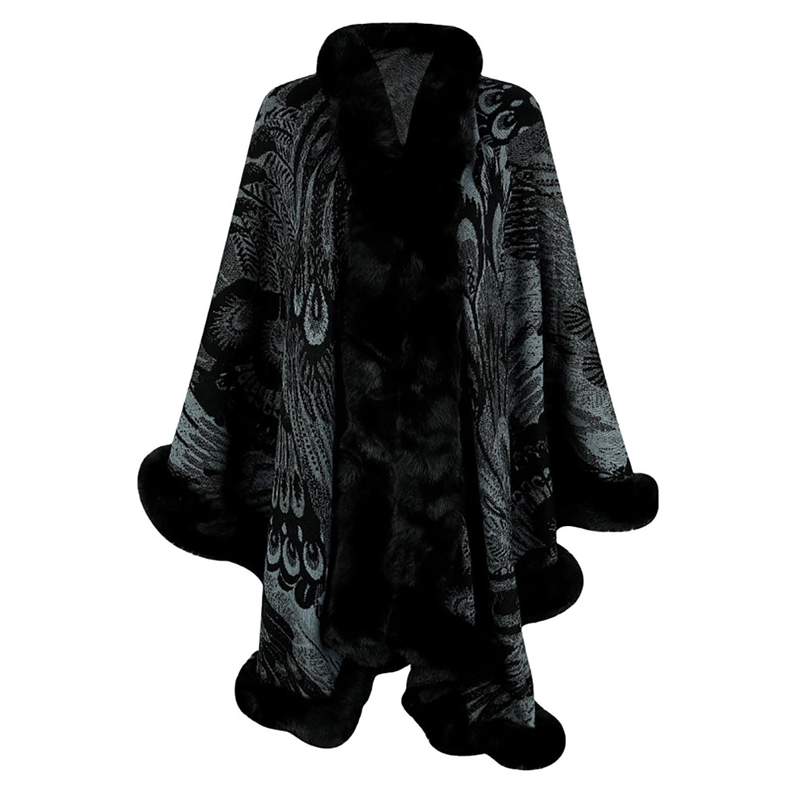 Oelaio Women's Plush Faux Fur Cape Scarf with Tassels - Cozy Winter Shawl for Ladies, Fashionable Warm Wrap for Outdoor Activities, Parties, and Casual Wear