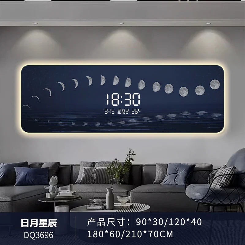 Starry Sky Digital Wall Clock with LED Display - Modern Bedroom, Living Room, Office Decor - Easy to Read Time at Night for Kids and Adults