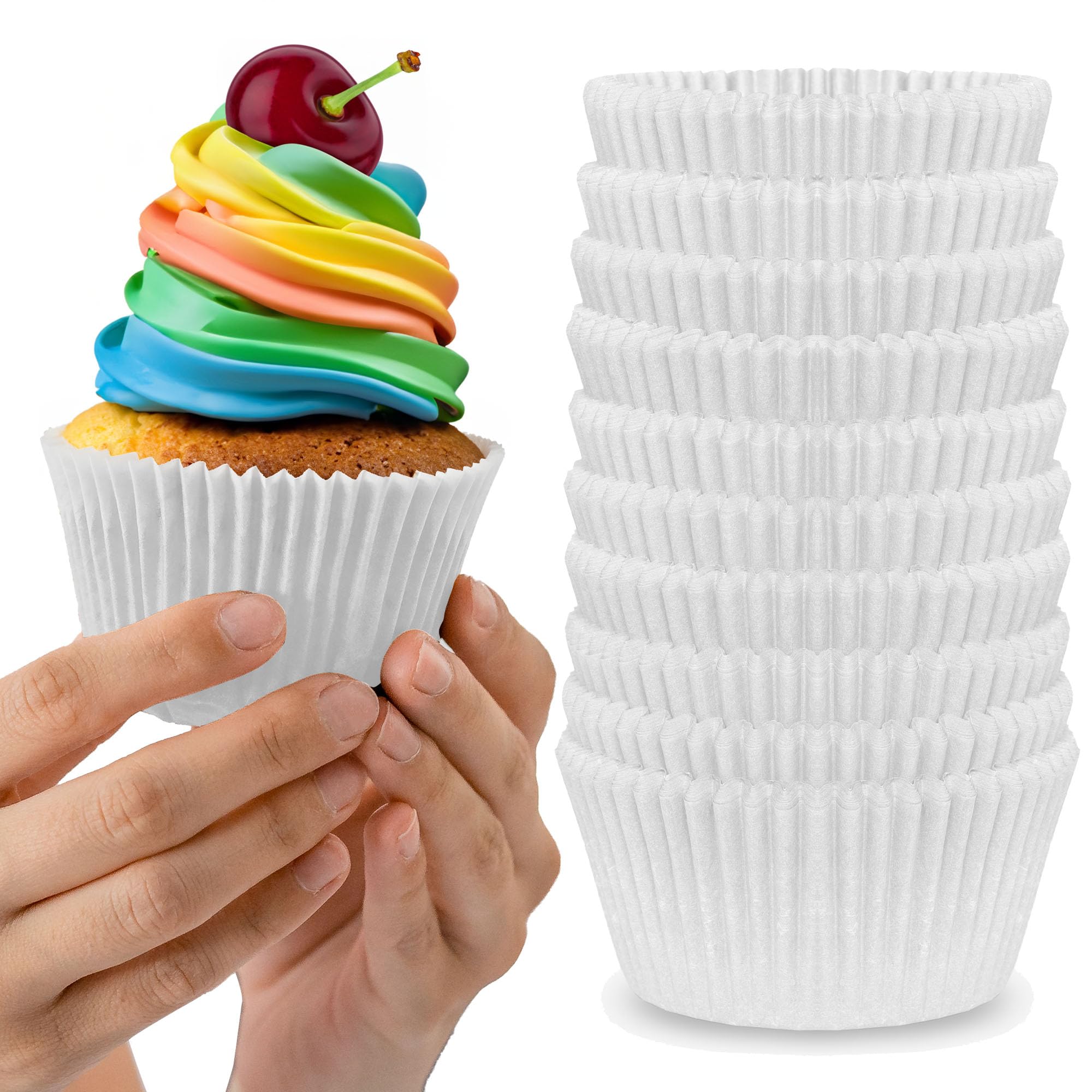 200pcs Extra Large White Muffin Liners - Thick Jumbo Parchment Paper Cupcake Wrappers, Greaseproof Baking Cups for Muffins, Cupcakes & Pastries - Perfect for Home Baking, Party Treats & Holiday Desserts