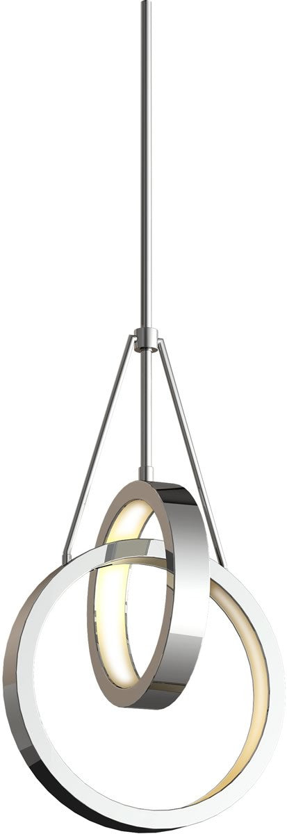 12W Anello 2-Light LED Pendant Light Fixture in Chrome - Modern Kitchen Island Lighting & Dining Room Hanging Lamp