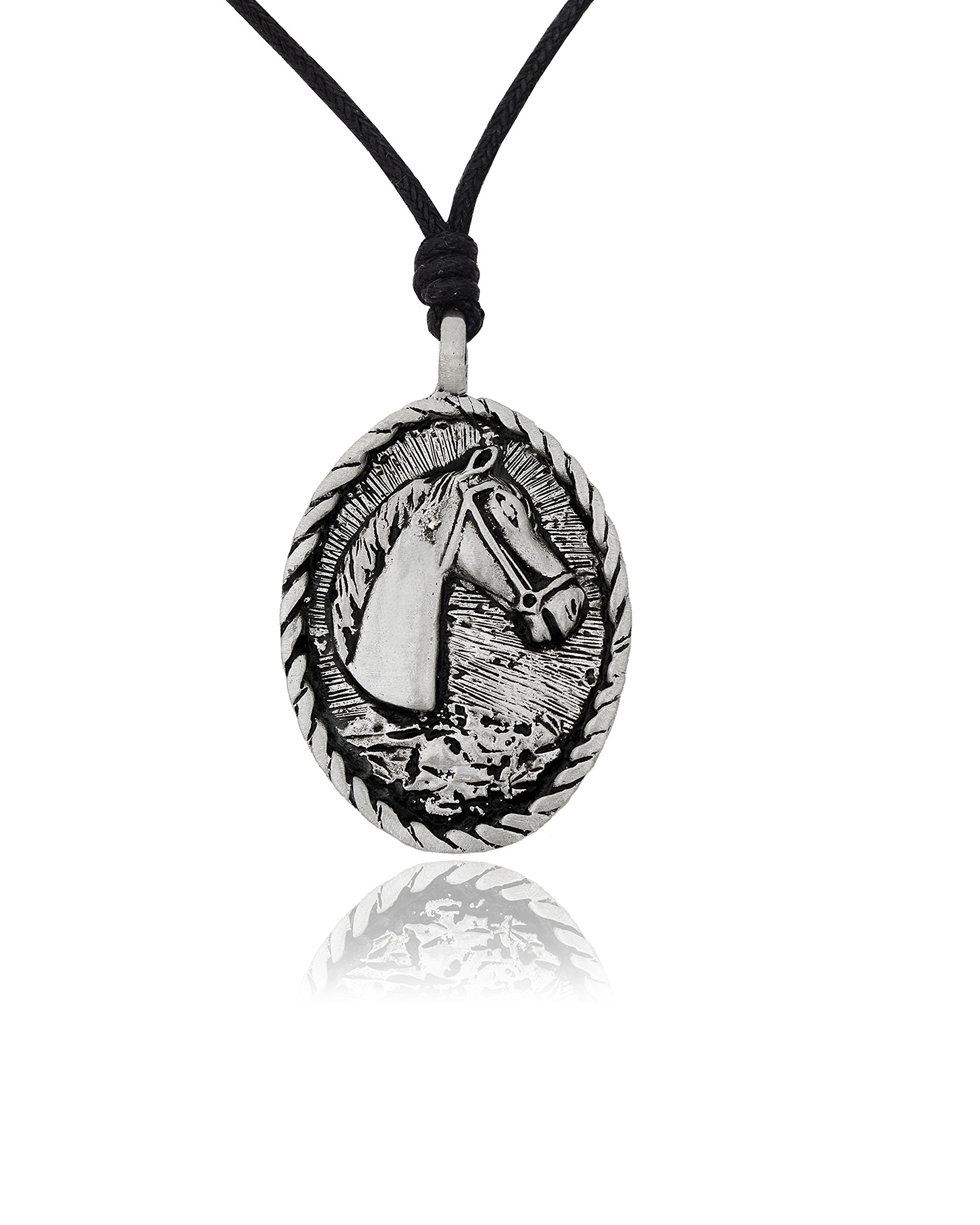 Stallion Horse Silver Pewter Charm Necklace Pendant for Men & Women - Perfect for Equestrian Lovers, Western Fashion & Gift Giving