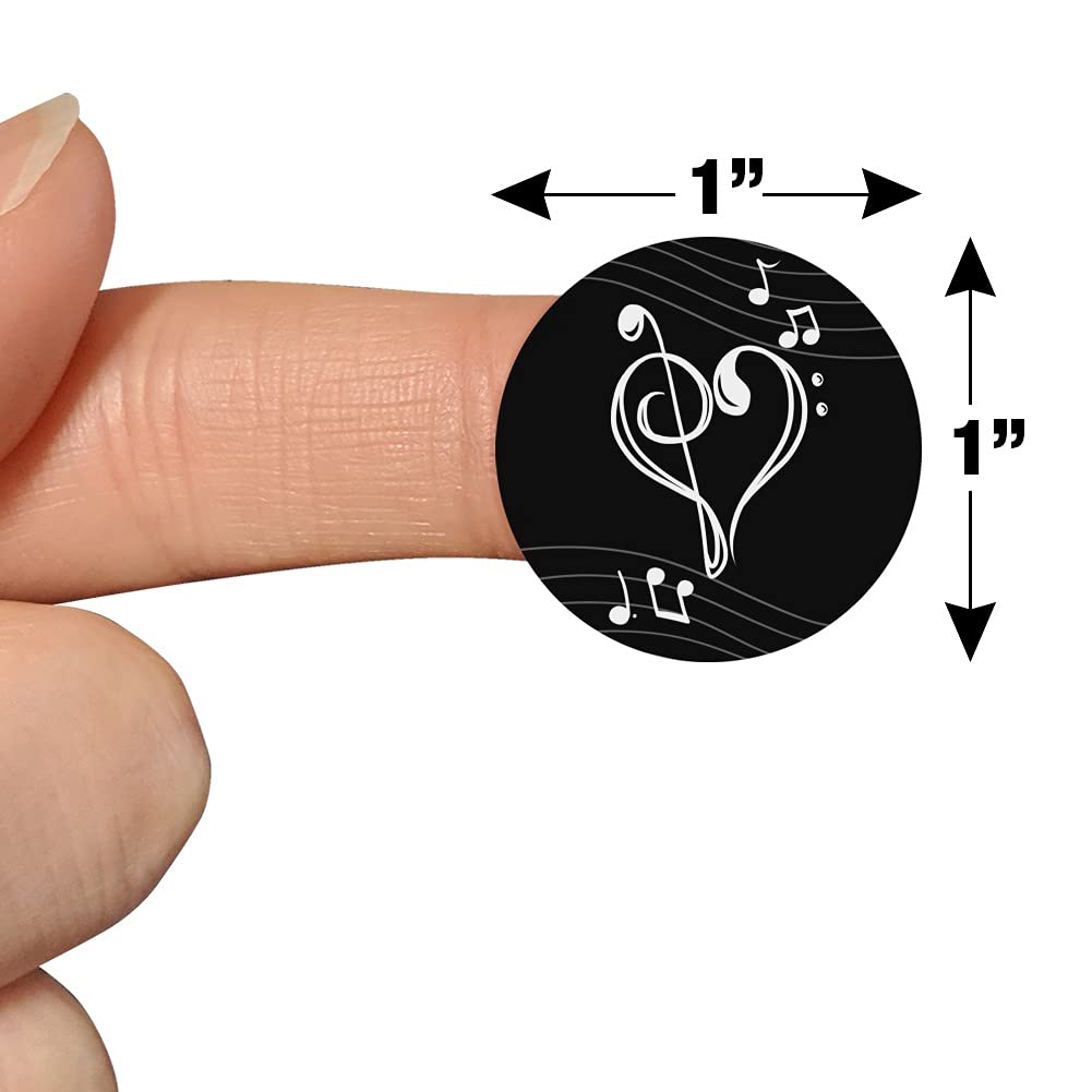 Treble Bass Clef Heart Music Stickers - Black Planner Calendar Scrapbooking Supplies for DIY Crafting, Journaling & Bullet Journal Decoration - Perfect for Music Lovers & Stationery Enthusiasts