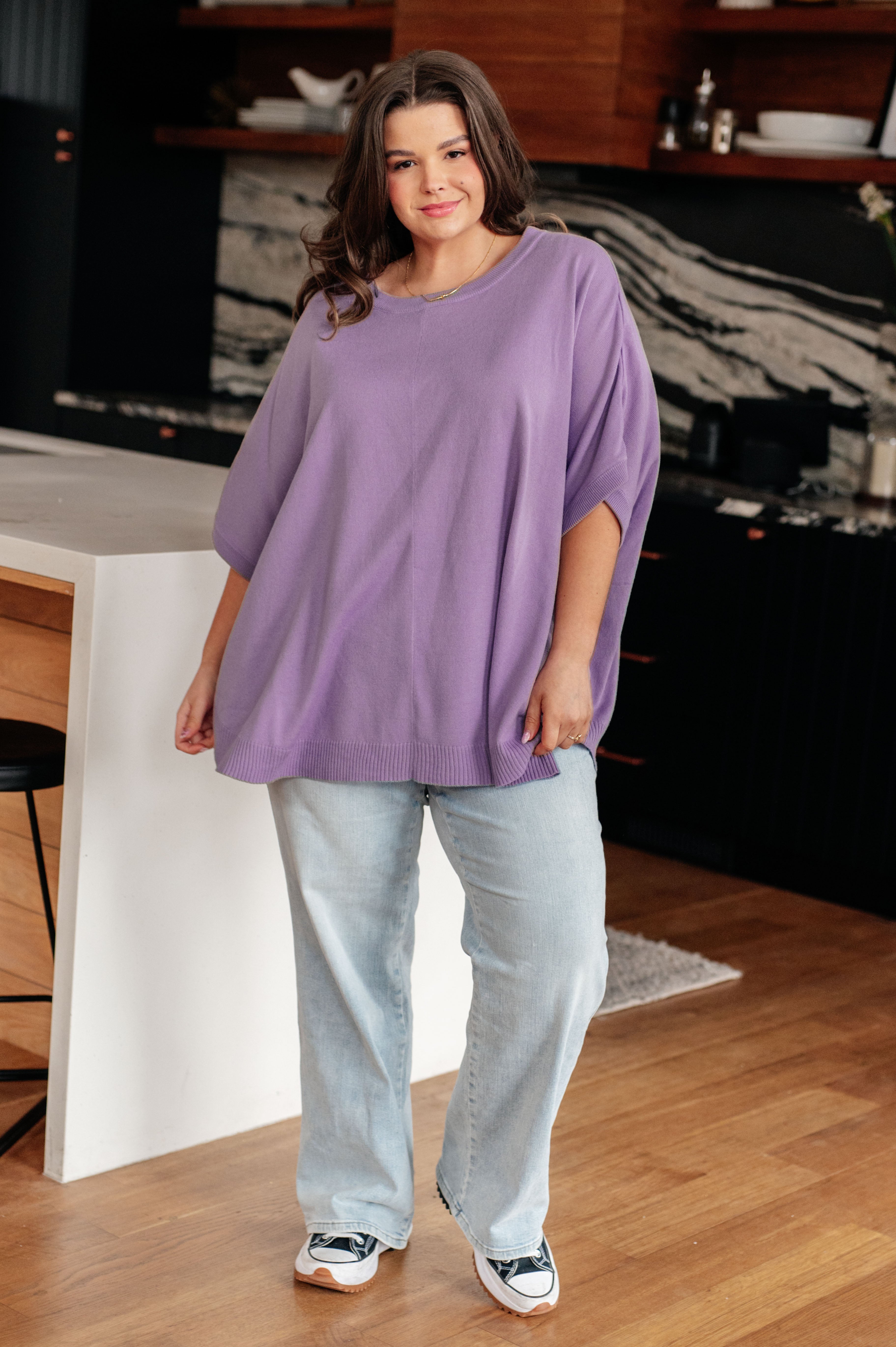 Lilac Whisper Dolman Sleeve Blouse - Women's Flowy Boho Chic Tunic Top for Casual Wear & Date Nights