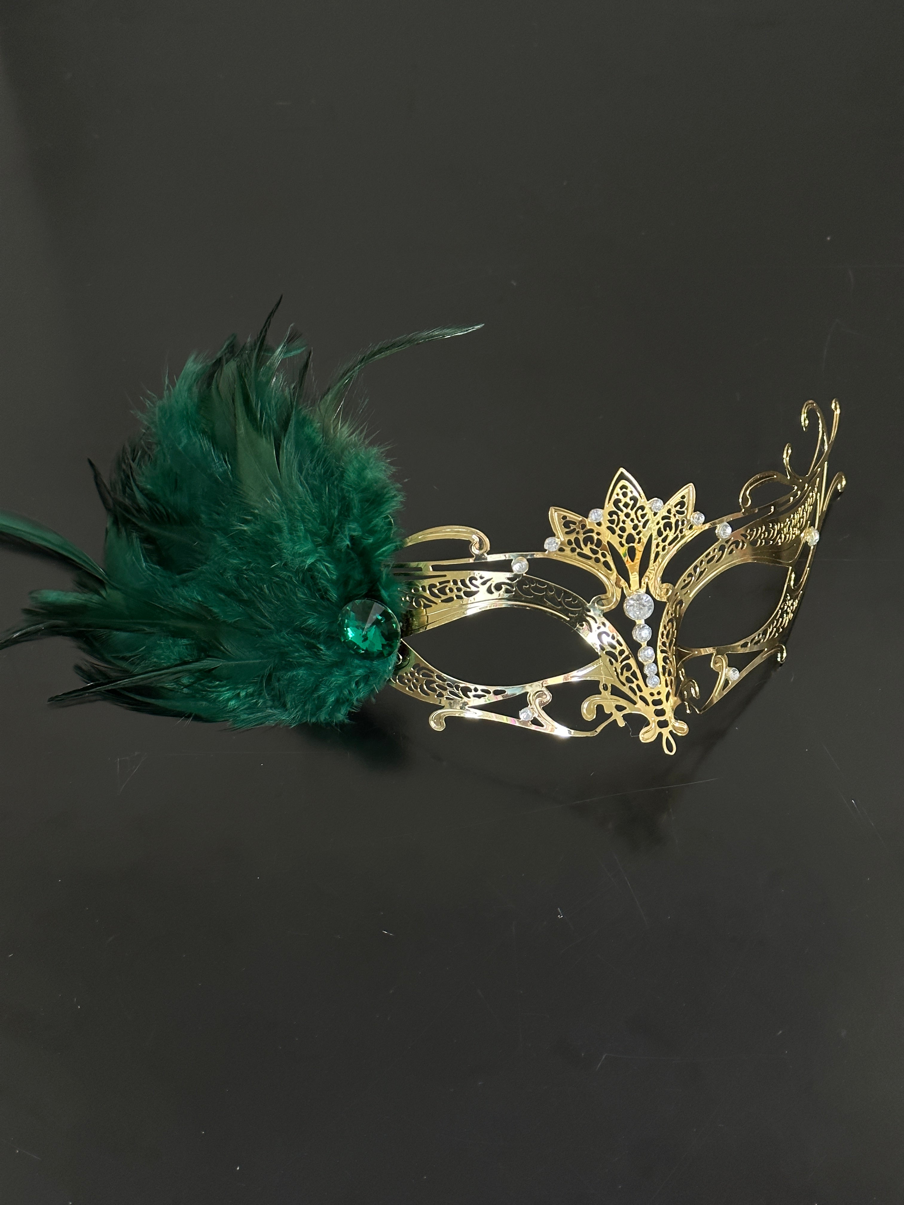 Solara Gold Mask with Emerald Feather - Luxury Skincare for Glowing Skin | Perfect for Spa Nights & Self-Care Routines