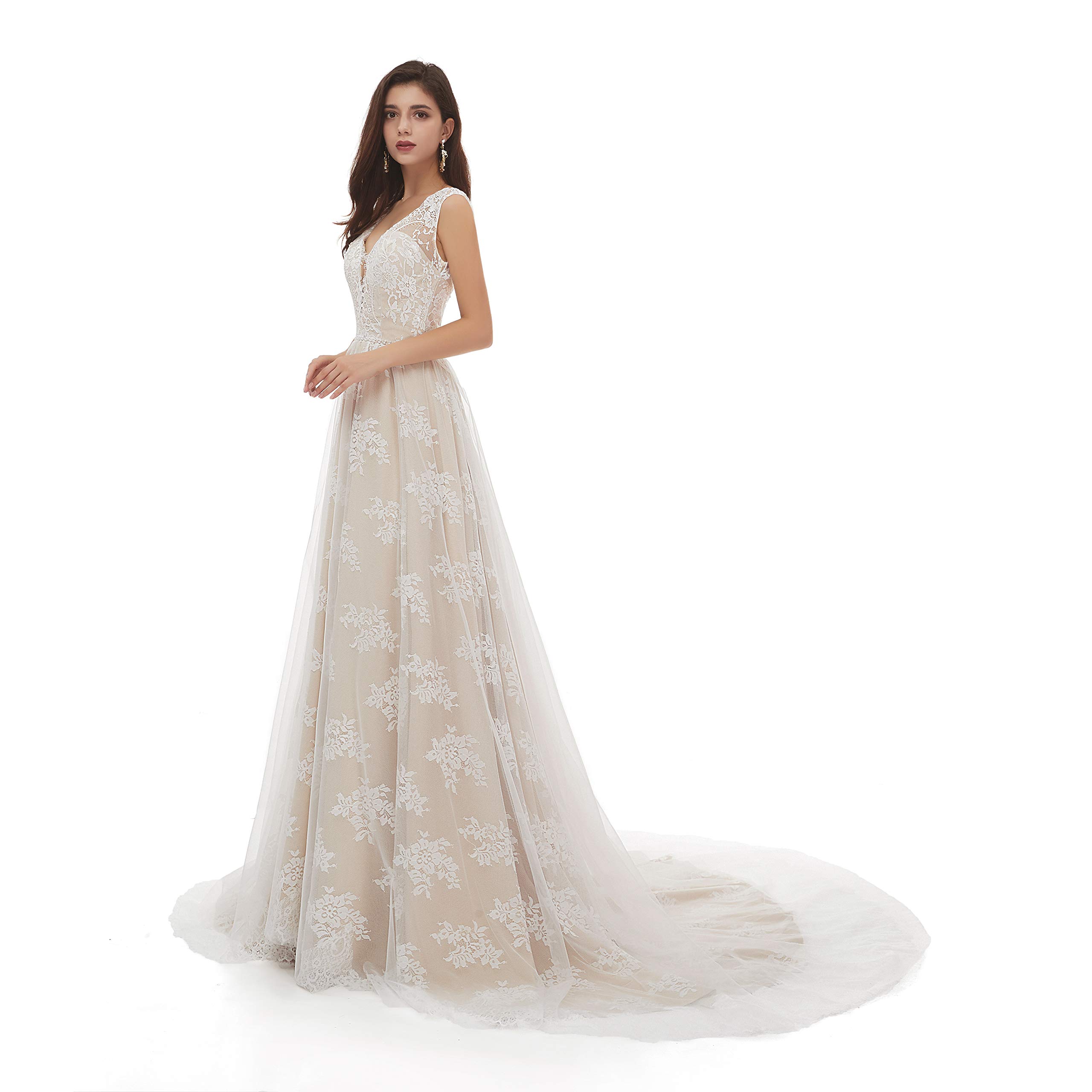 Elegant Backless Lace Wedding Dress for Beach Brides - Romantic Boho Bridal Gown with Sexy Open Back Design | Perfect for Beach Weddings, Vow Renewals & Destination Ceremonies