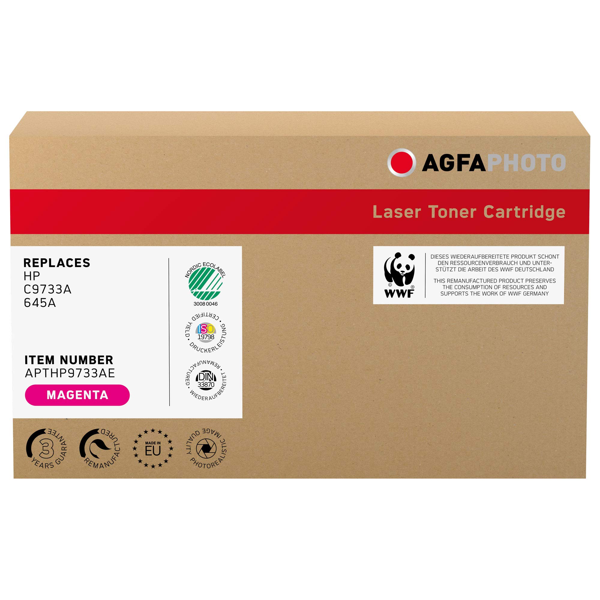 AGFAphoto APTHP9733AE Compatible Toner Cartridge for HP Color LaserJet 5500 C9733A & Canon EP-86M - High Yield Replacement for Office & Home Printing
