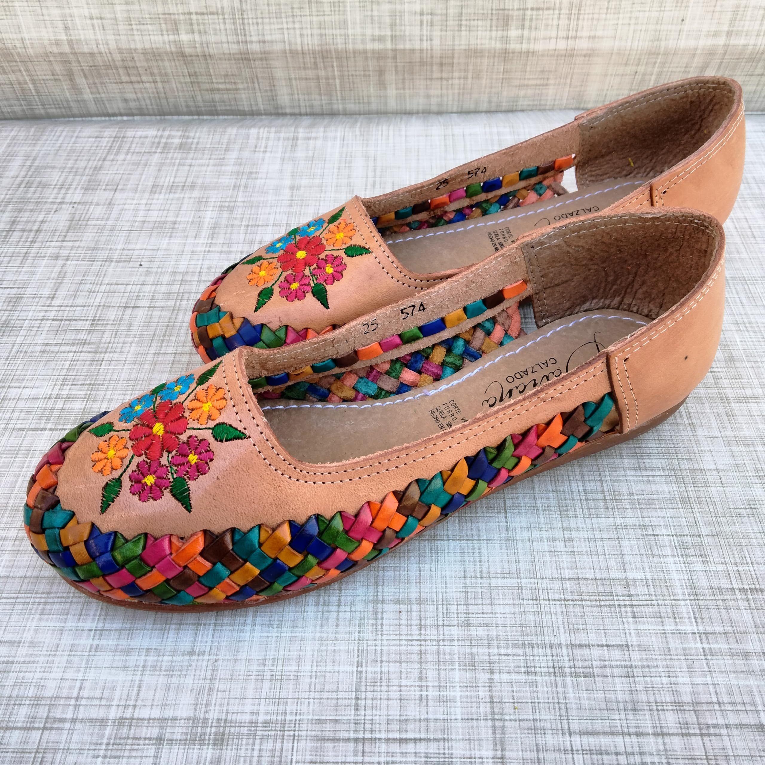 Handmade Artisan Huarache-Ballerina Shoes from Mexico – Genuine Leather, Natural & Multicolor Options (Brown) – Women's US Sizes 5-10 – Perfect for Casual Wear, Boho Outfits & Summer Fashion