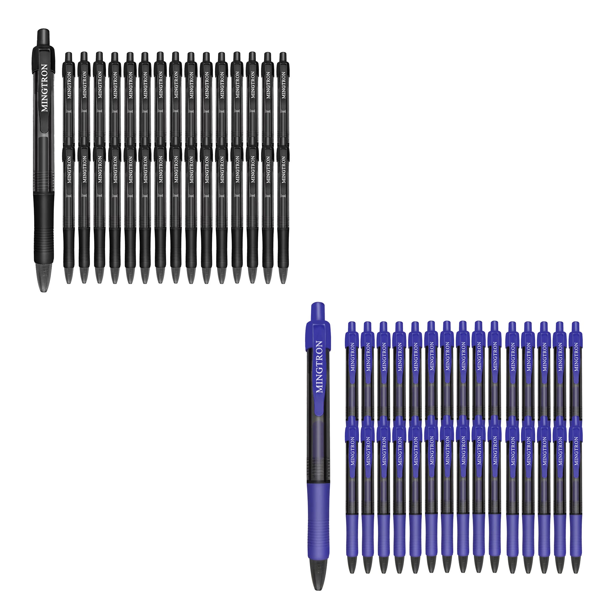30-Pack Blue & 30-Pack Black Fine Point Gel Pens - 0.5mm No Smear Ink for Left-Handed Users - Smooth Writing Retractable Rollerball Click Pens - Ideal for Office, School, Note-Taking & Art Projects