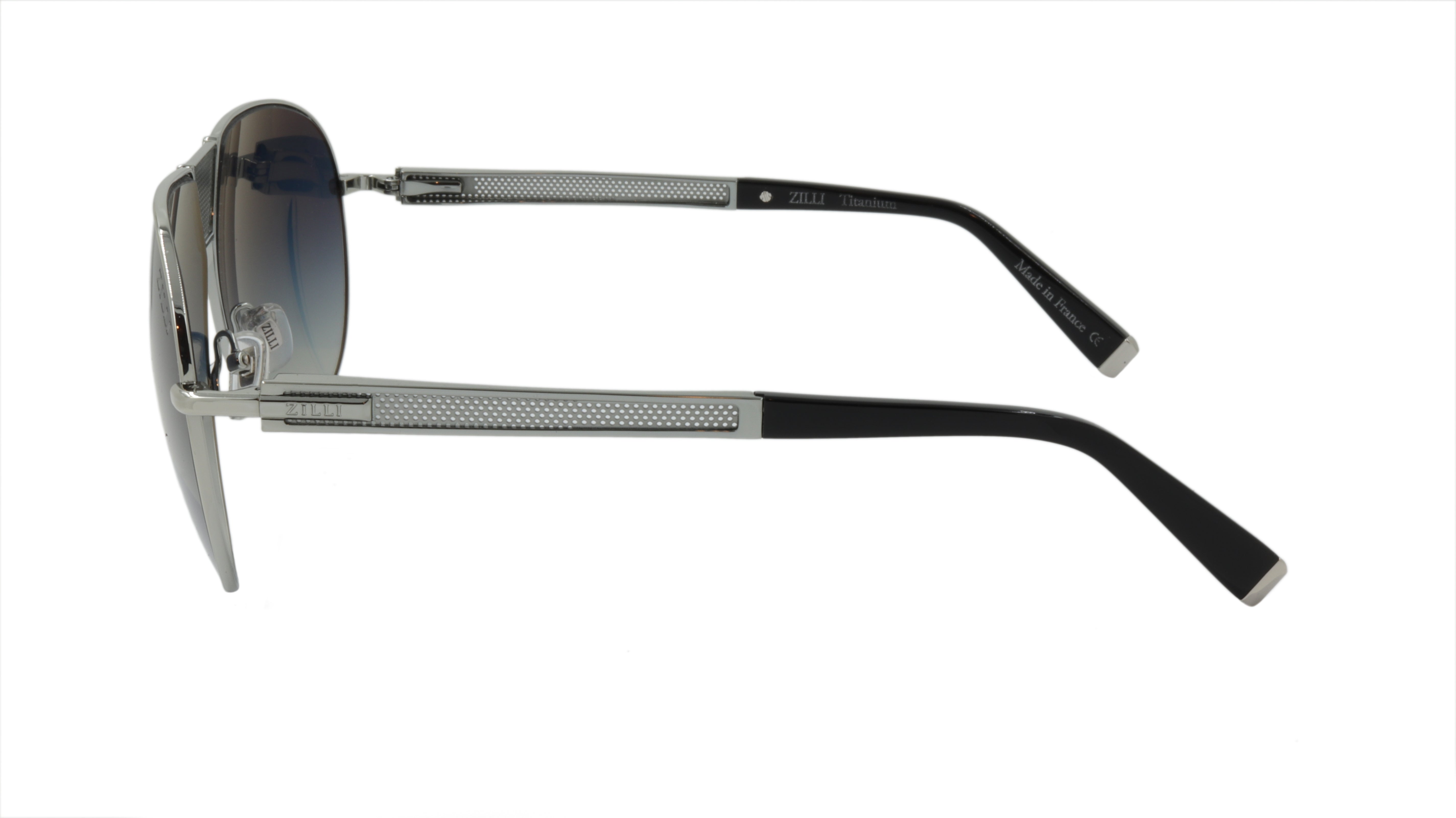 ZILLI Aviator Sunglasses - Silver & Black Titanium Frame - UV Protection - Polarized Lenses for Men & Women - Perfect for Driving, Travel & Outdoor Activities