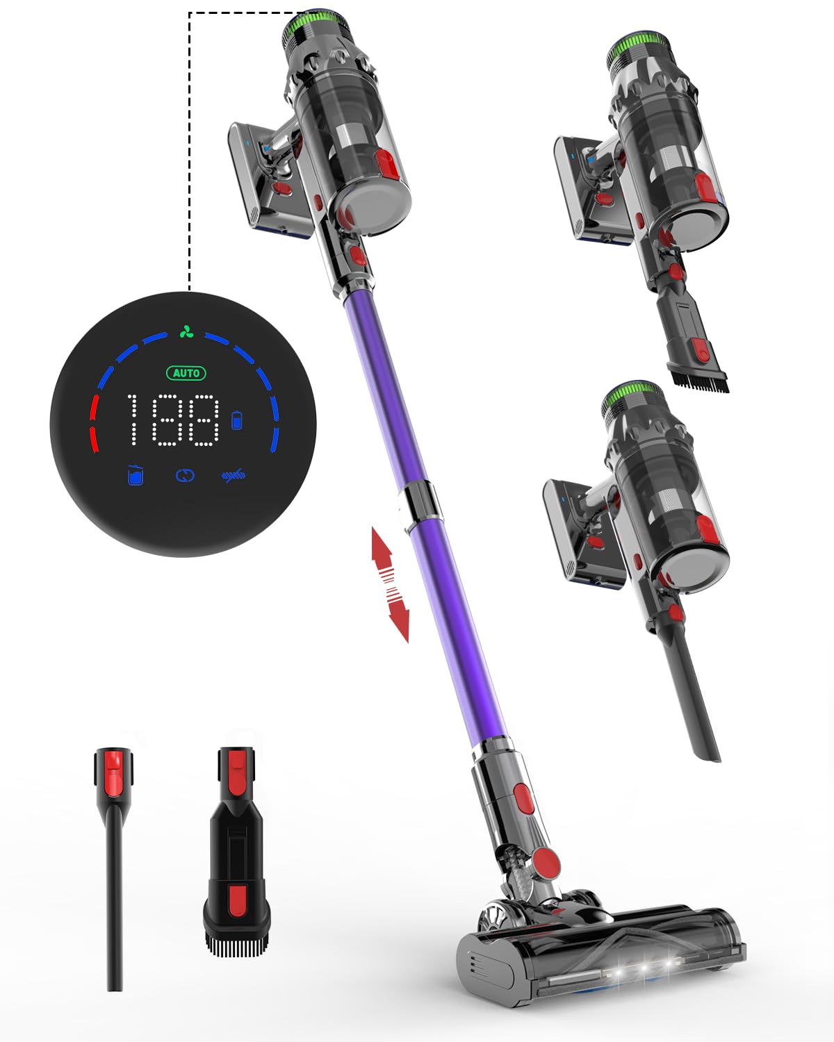 Powerful 50KPA 500W Cordless Vacuum Cleaner - Rechargeable Stick Handheld Vac for Pet Hair, Hardwood Floors & Home Cleaning | Lightweight Portable Household Vacuum (Purple C11) | Perfect for Quick Cleanups, Pet Owners & Small Apartments