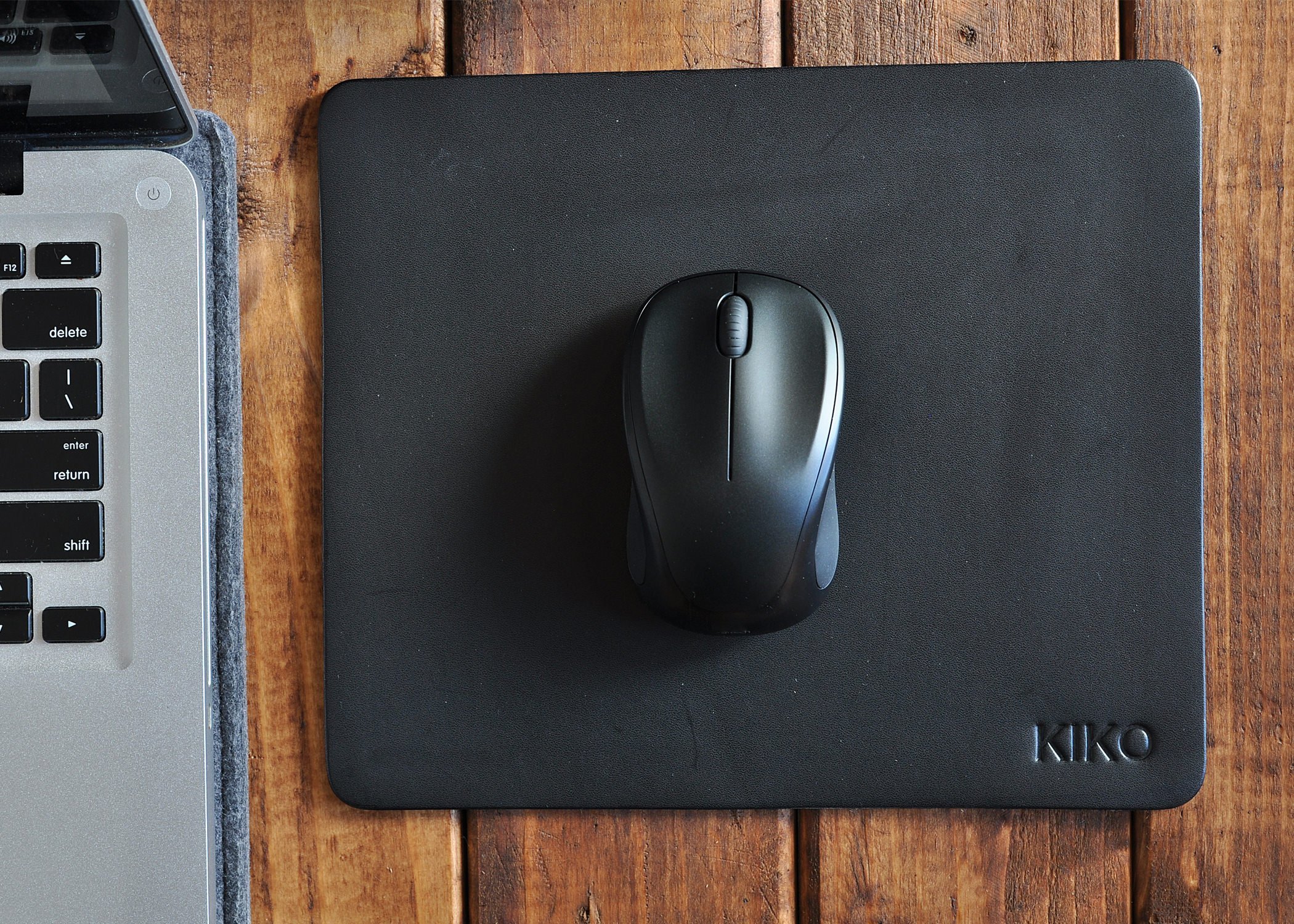 Premium Kiko Genuine Leather Mouse Pad - Black | Non-Slip Desk Mat for Office, Gaming & Home Workspace | Smooth Surface for Computer & Laptop Use