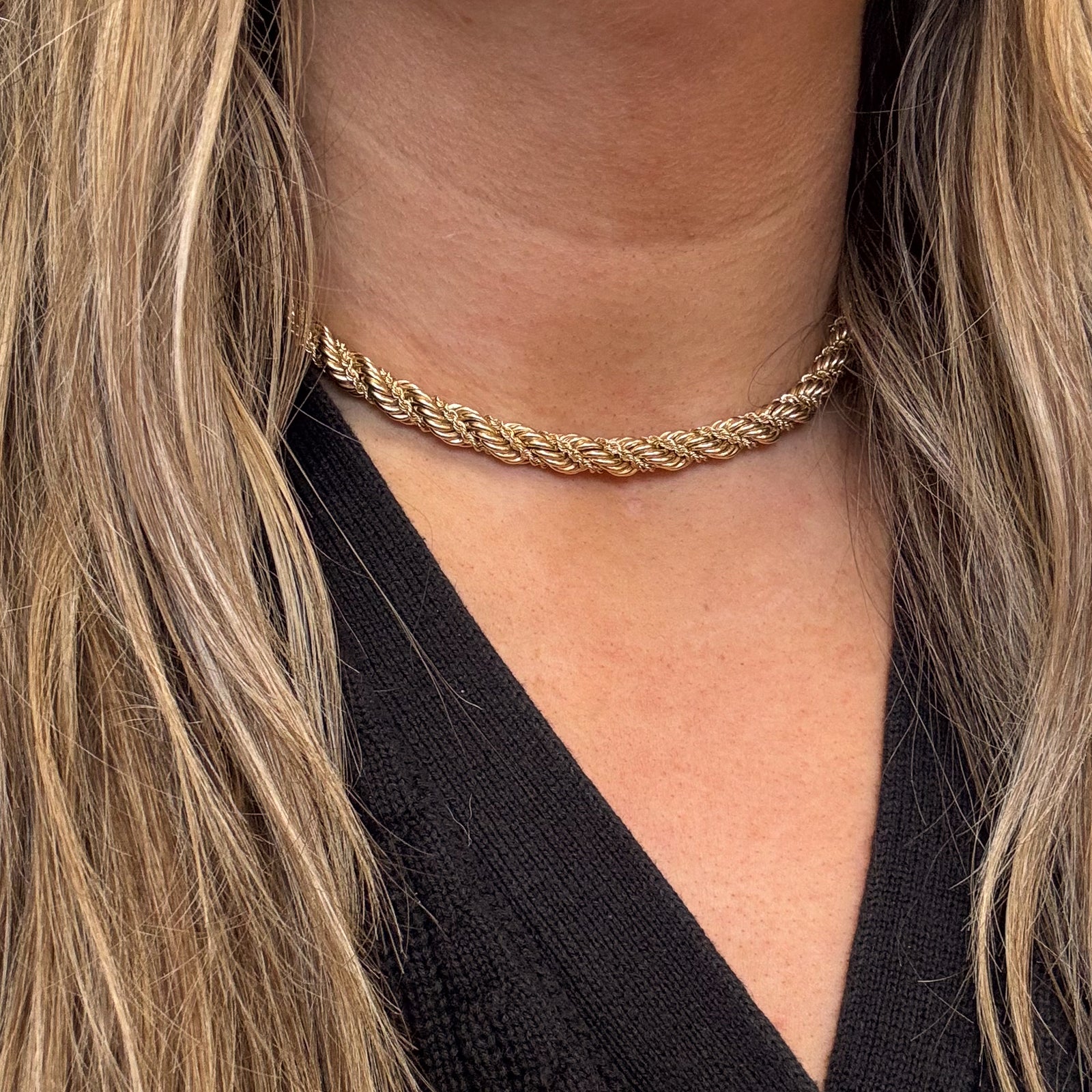 Vintage Tiffany & Co. 14k Gold Twisted Rope Necklace & Bracelet Set - 16