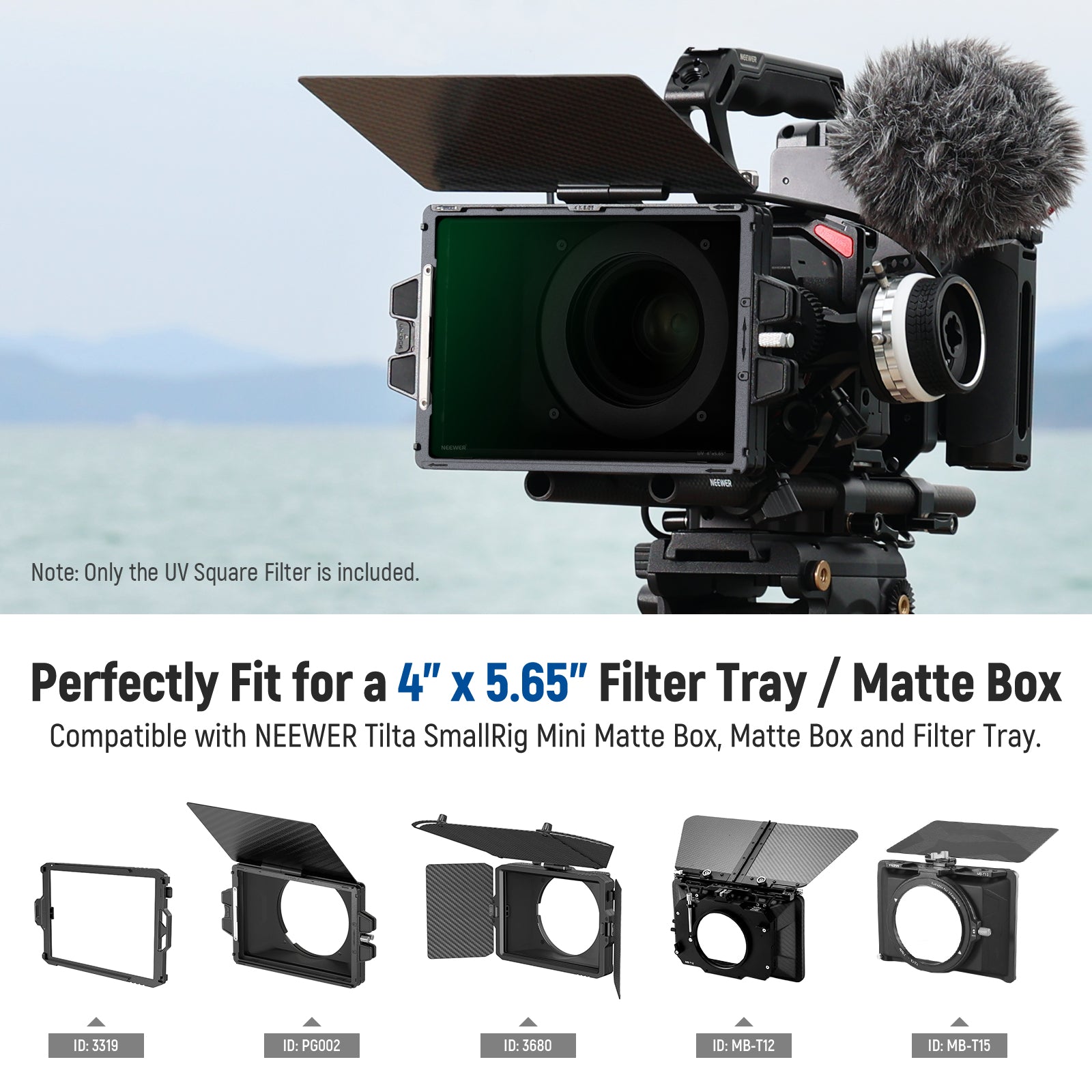 NEEWER 4x5.65 Inch Square UV Filter for DSLR Camera - Reduce Glare & Protect Lens for Photography & Videography