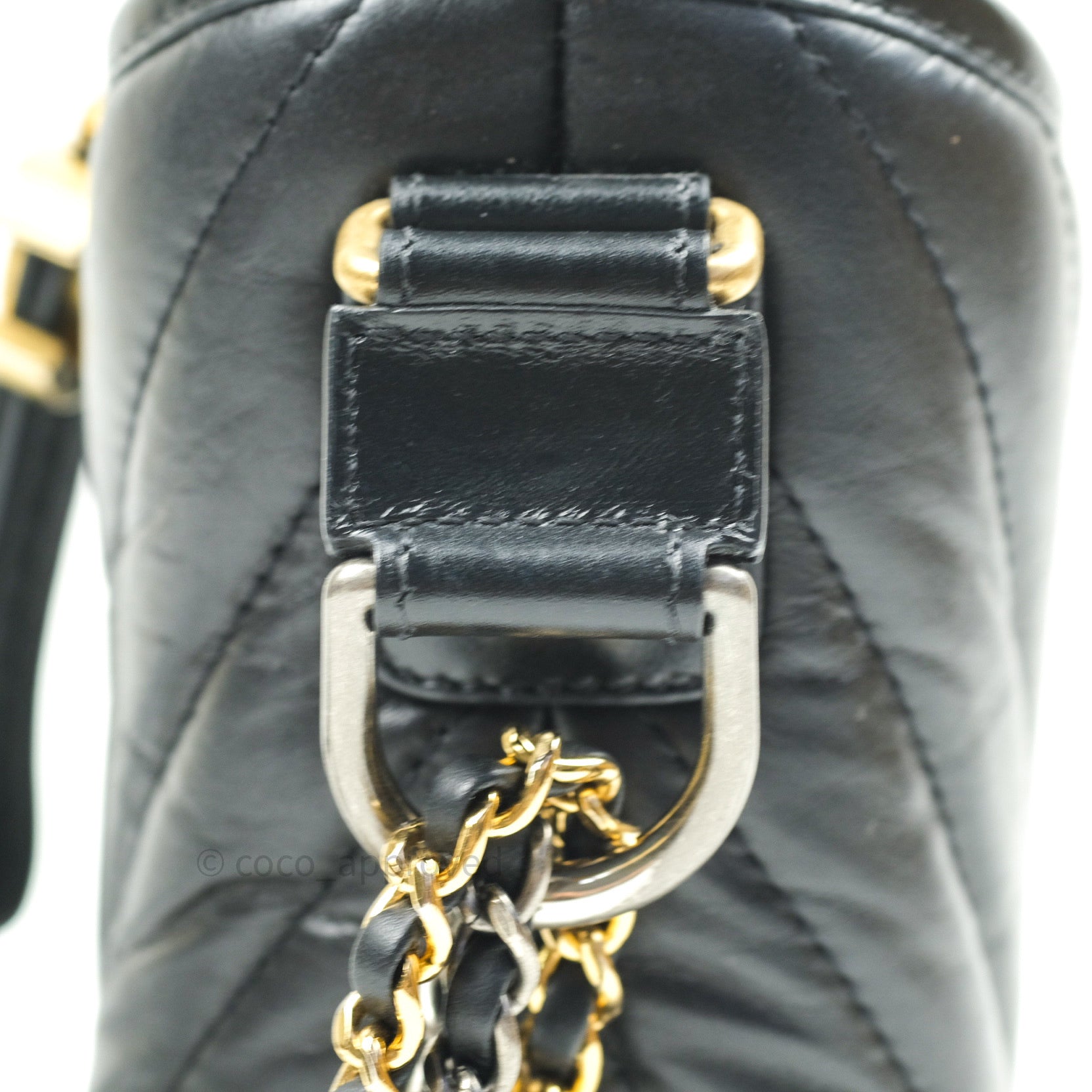 Chanel Small Gabrielle Hobo Bag in Black Calfskin with Chevron Pattern & Mixed Hardware - Perfect for Everyday Use, Work & Special Occasions
