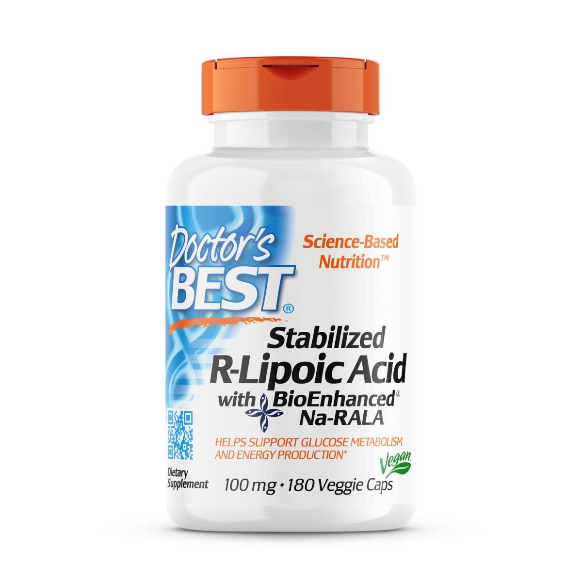 Doctor's Best Stabilized R-Lipoic Acid 100mg - 180 Vegan Capsules for Antioxidant Support & Energy Boost | Perfect for Daily Wellness & Anti-Aging Routine