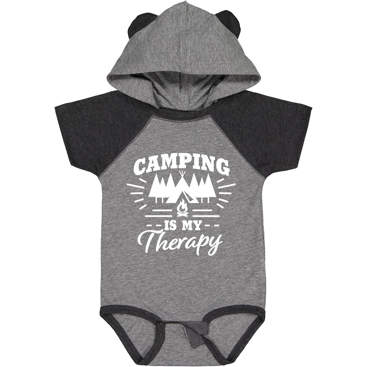 Inktastic Camping is My Therapy with Tent and Campfire Baby Bodysuit - Cute Infant Onesie for Outdoor Adventures, Camping Trips & Family Vacations