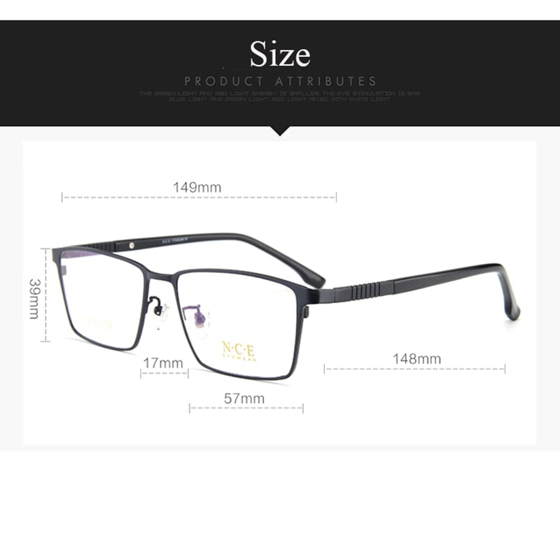 Bclear Men's Full Rim Square Titanium Eyeglasses Frame - Lightweight Durable My5007 for Work, Reading & Driving