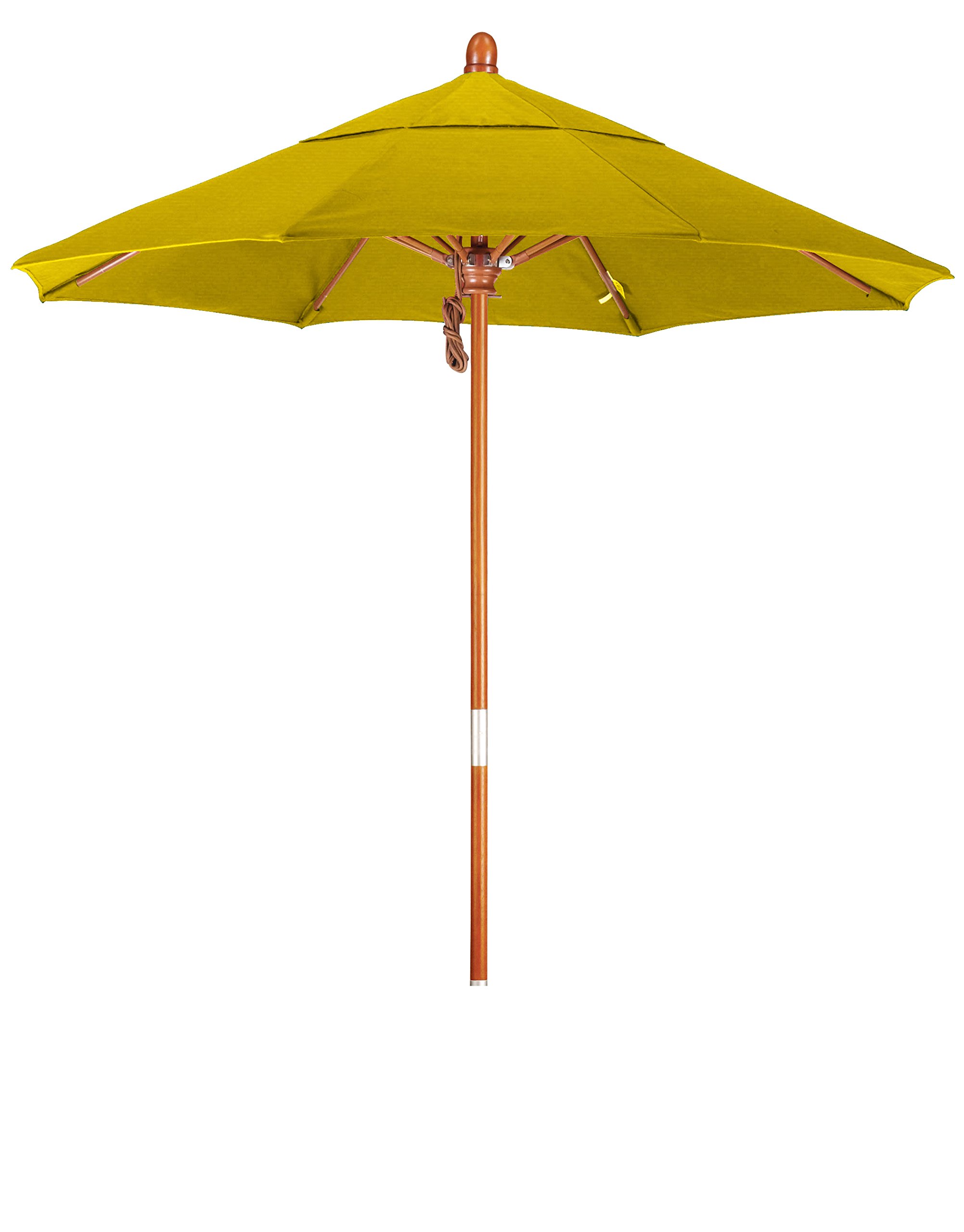 7.5' Wooden Market Umbrella - Sunbrella Sunflower Yellow for Outdoor Dining