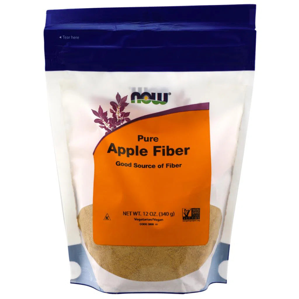 NOW Apple Fiber Powder Supplement - 100% Natural Soluble Fiber for Digestive Health & Weight Management - Perfect for Smoothies, Baking, and Daily Wellness Routine