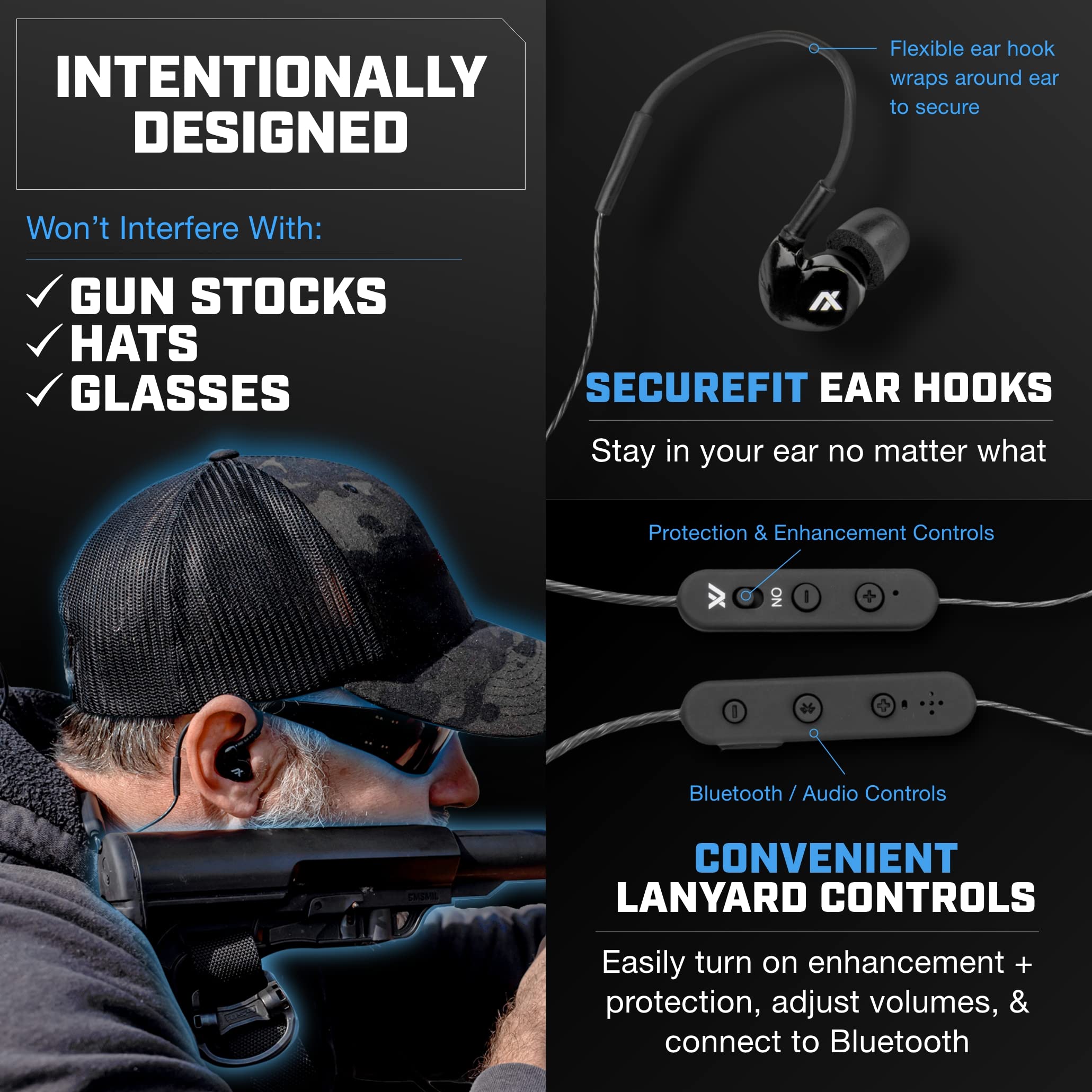 AXIL GS Extreme 2.0 Bluetooth Shooting Earbuds - Noise Cancelling & Hearing Protection Earphones with Dynamic Speakers, 25-Hour Battery Life - Perfect for Hunting, Shooting Ranges & Outdoor Sports